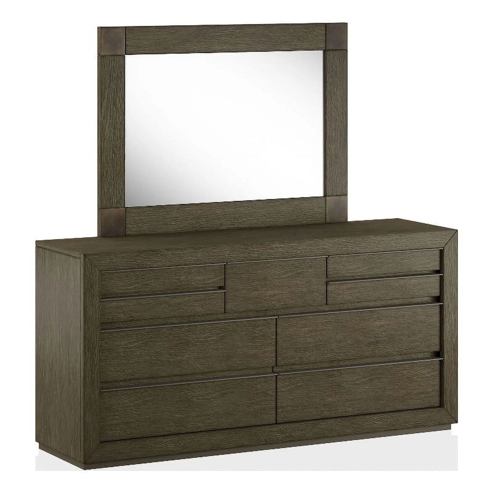 Furniture of America Camile Wood 9-Drawer Dresser with Mirror in Light Walnut