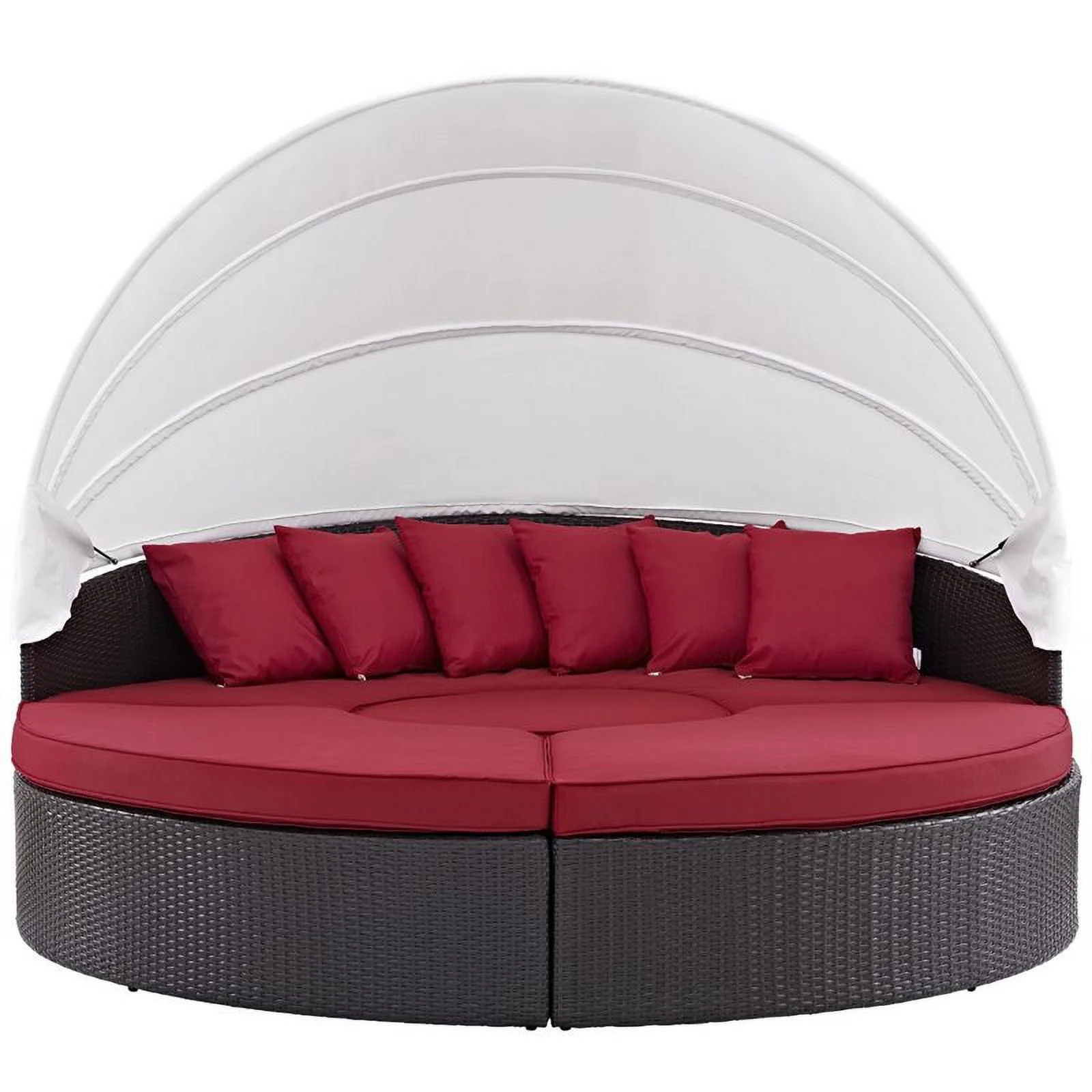 Afuera Living Patio Canopy Daybed in Espresso and Red Finish