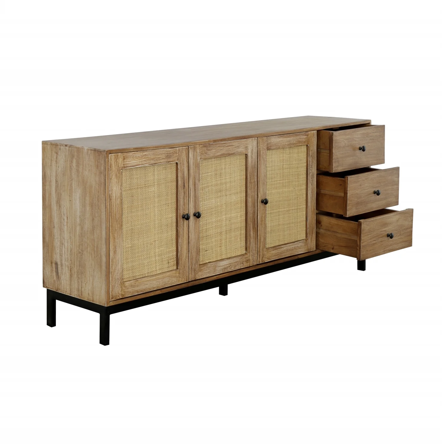 Coast to Coast Imports Jeremiah Contemporary Rectangle Three Door Three Drawer Credenza