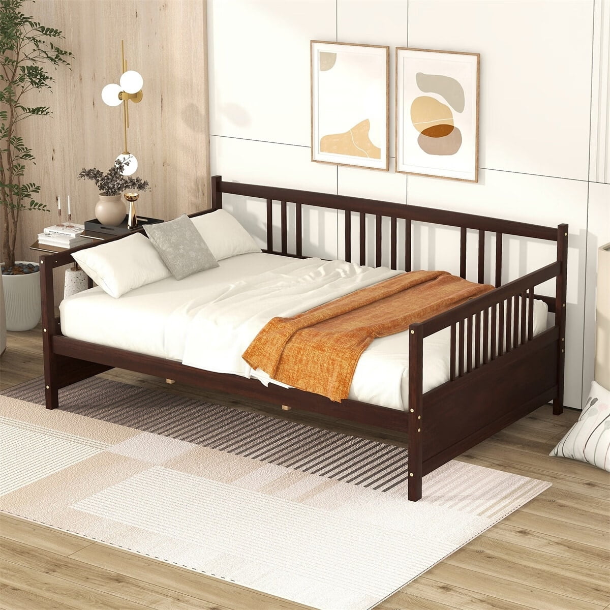 MERAX  Full-size Solid Wood Daybed Frame Espresso
