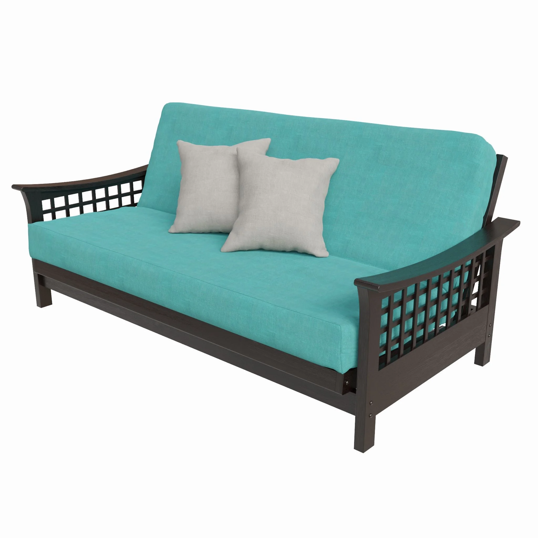 Trelli Wood Full Size Futon Package with Merlin Mattress, Cover and Strata Strips