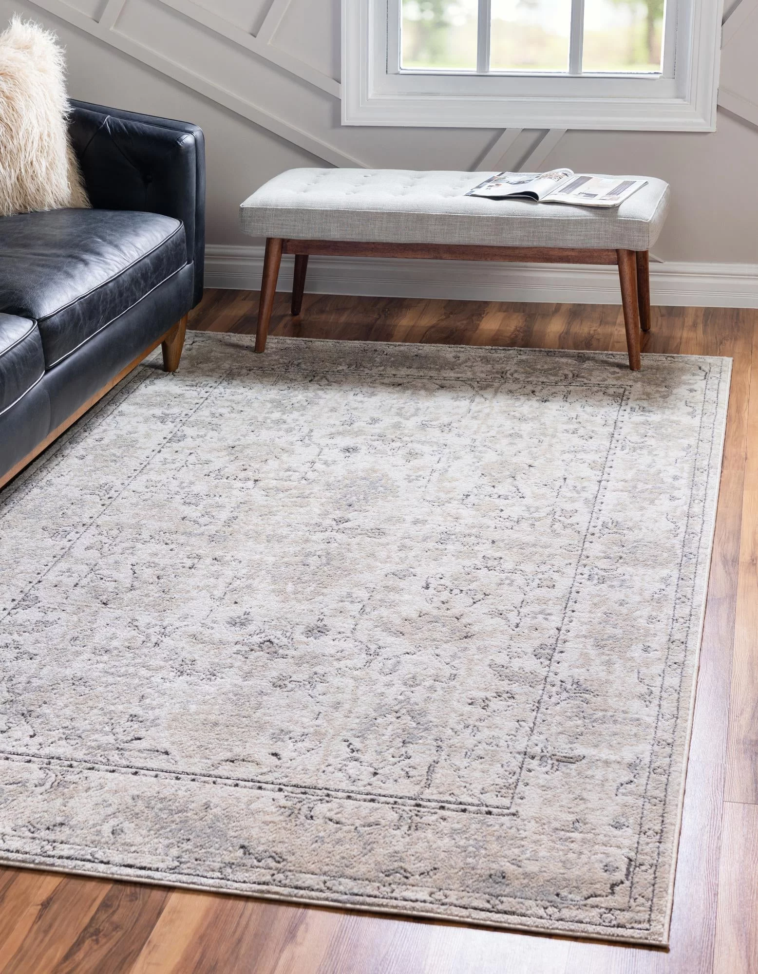 Unique Loom Central Portland Rug Ivory/Gray 10' x 14' 1