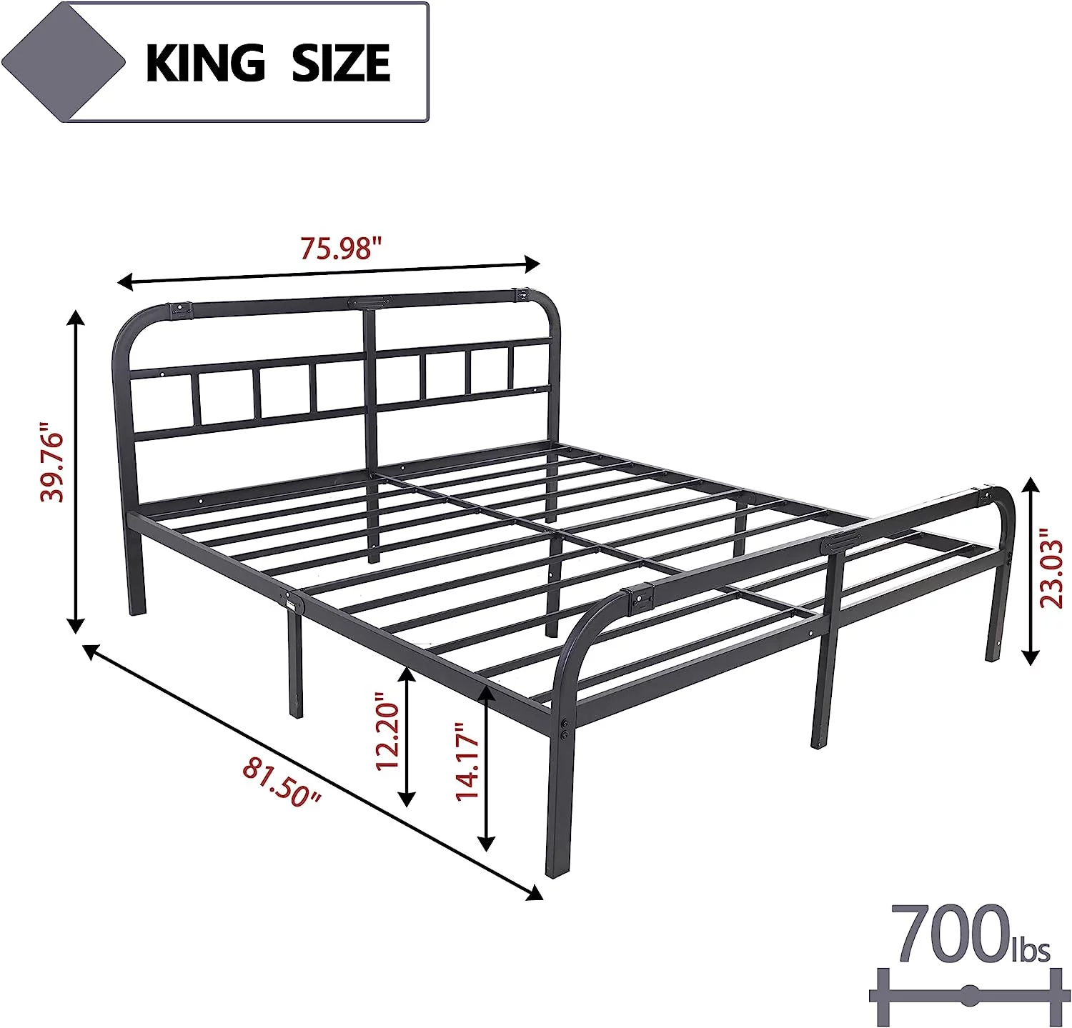 Popular 14 Inch Full Bed Frame with Headboard and Footboard Heavy Duty Metal Full Size Platform Bed Frame 3000lbs Strengthen Support No Box Spring Needed No Noise Non-Slip