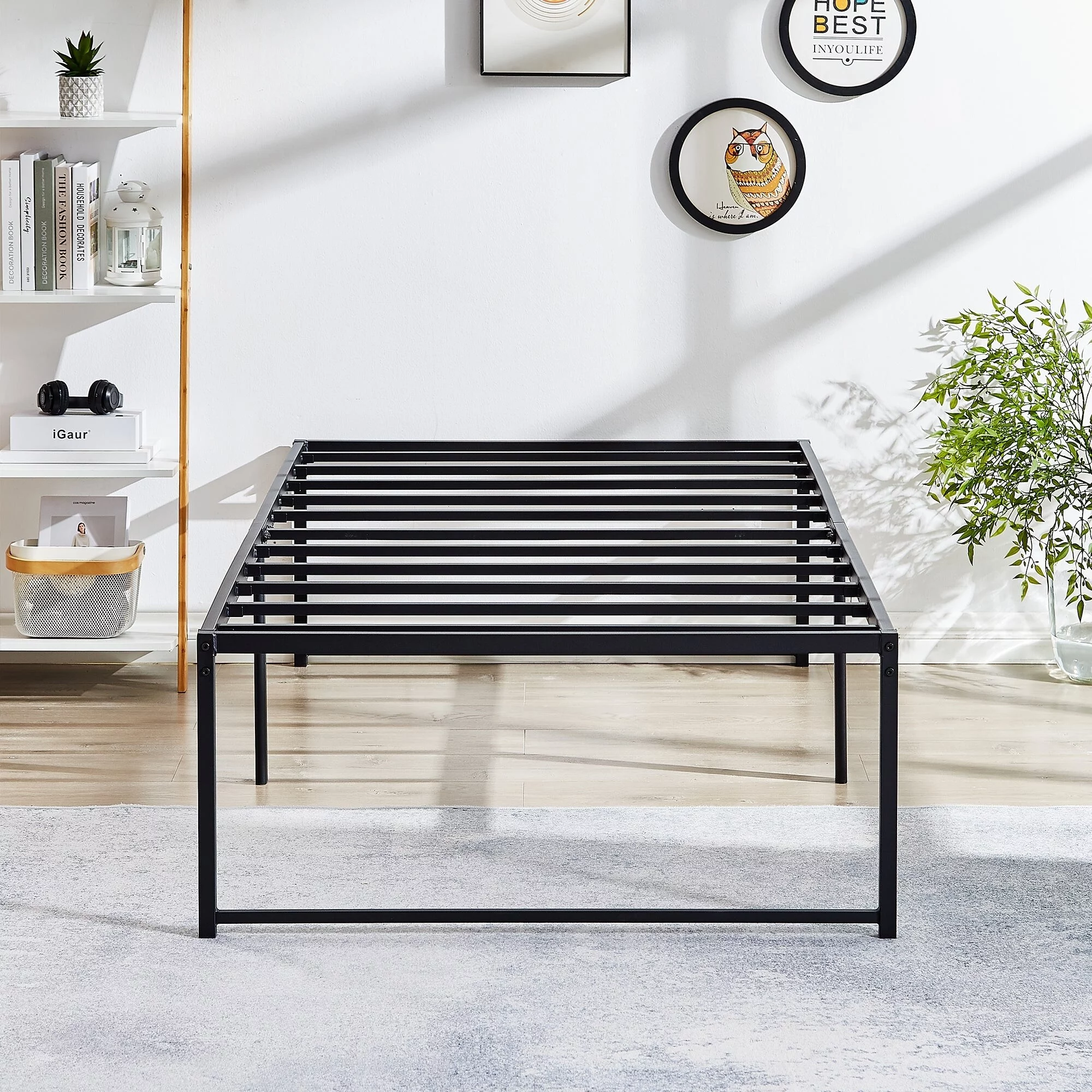 18-inch Twin Size Metal Platform Bed Frame with Steel Slat