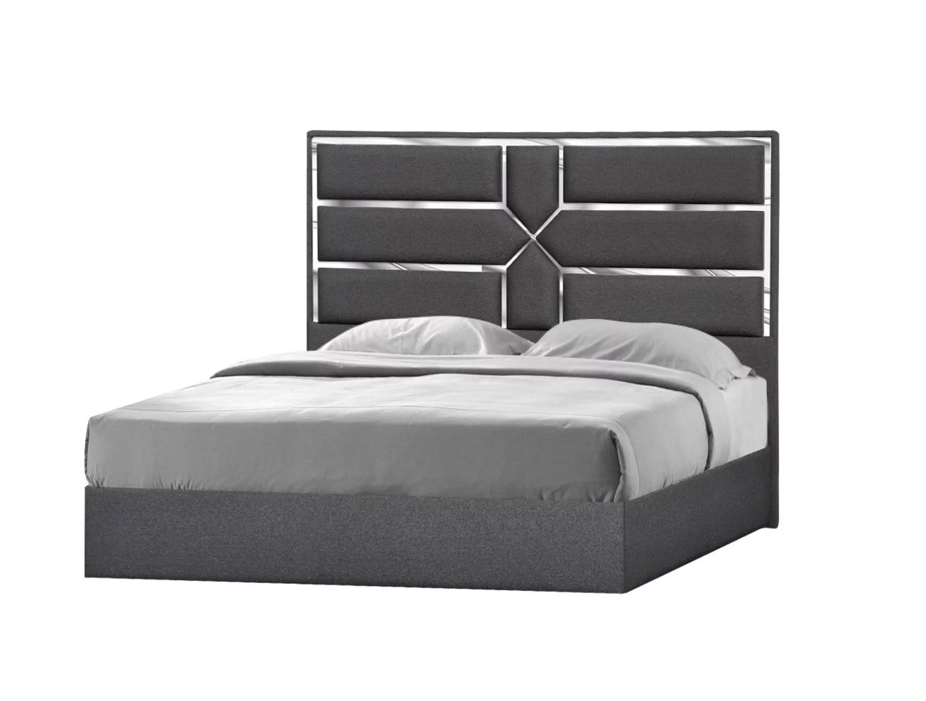 Charcoal Fabric Queen Platform Bed Contemporary J&M Furniture Da Vinci