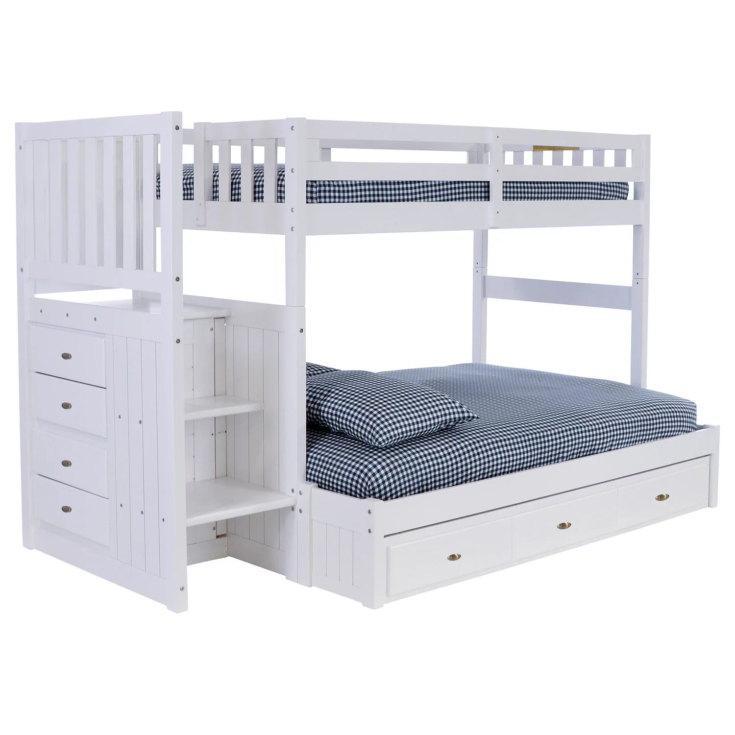 OS Home and Office Furniture 0217TFK3-22 Solid Pine Bunk Bed in Casual White