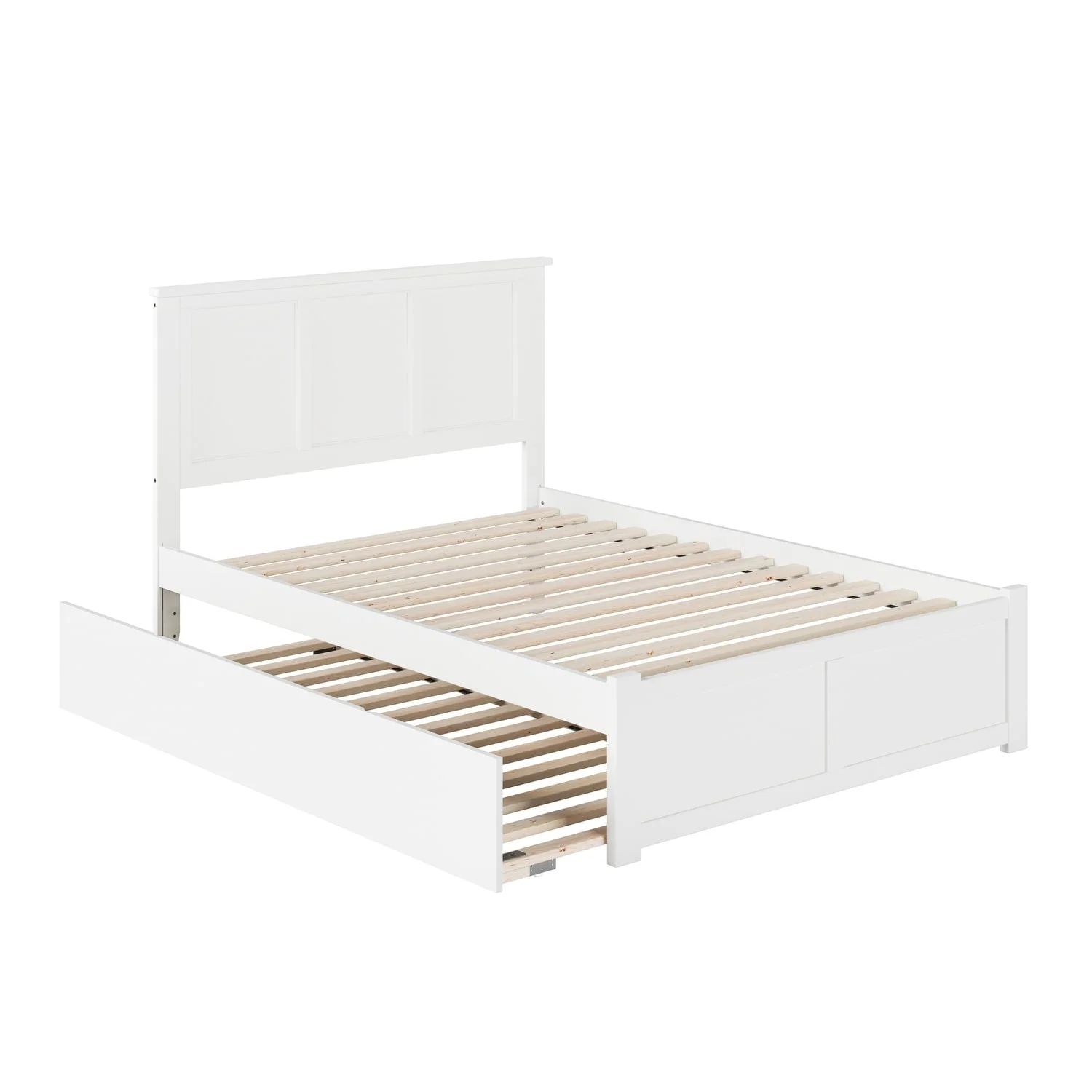 AFI Madison Full Platform Bed with Footboard and Twin Trundle in White