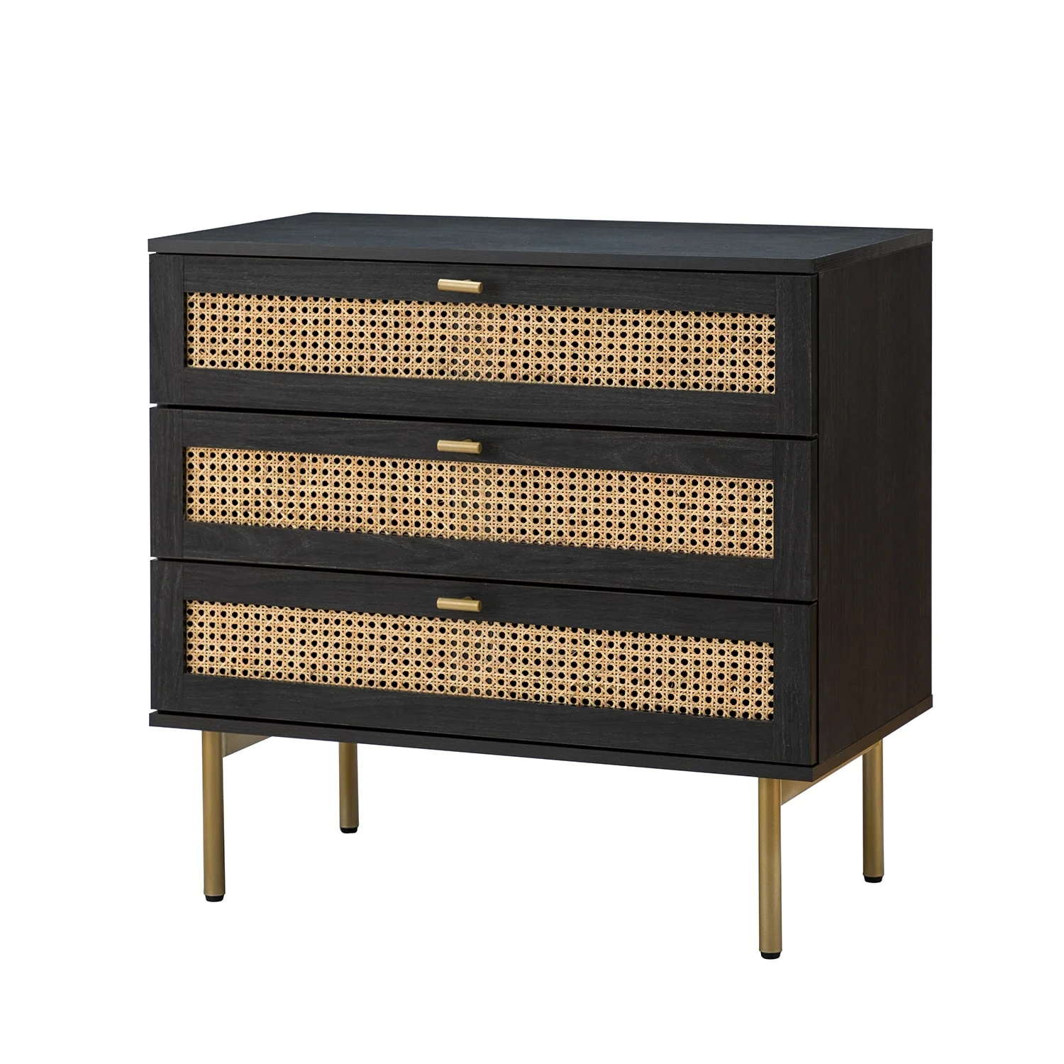 HULALA HOME Selamat Multifunctional Contemporary Classic 3 Drawers Storage Chest with Sturdy Metal Legs by BLACK