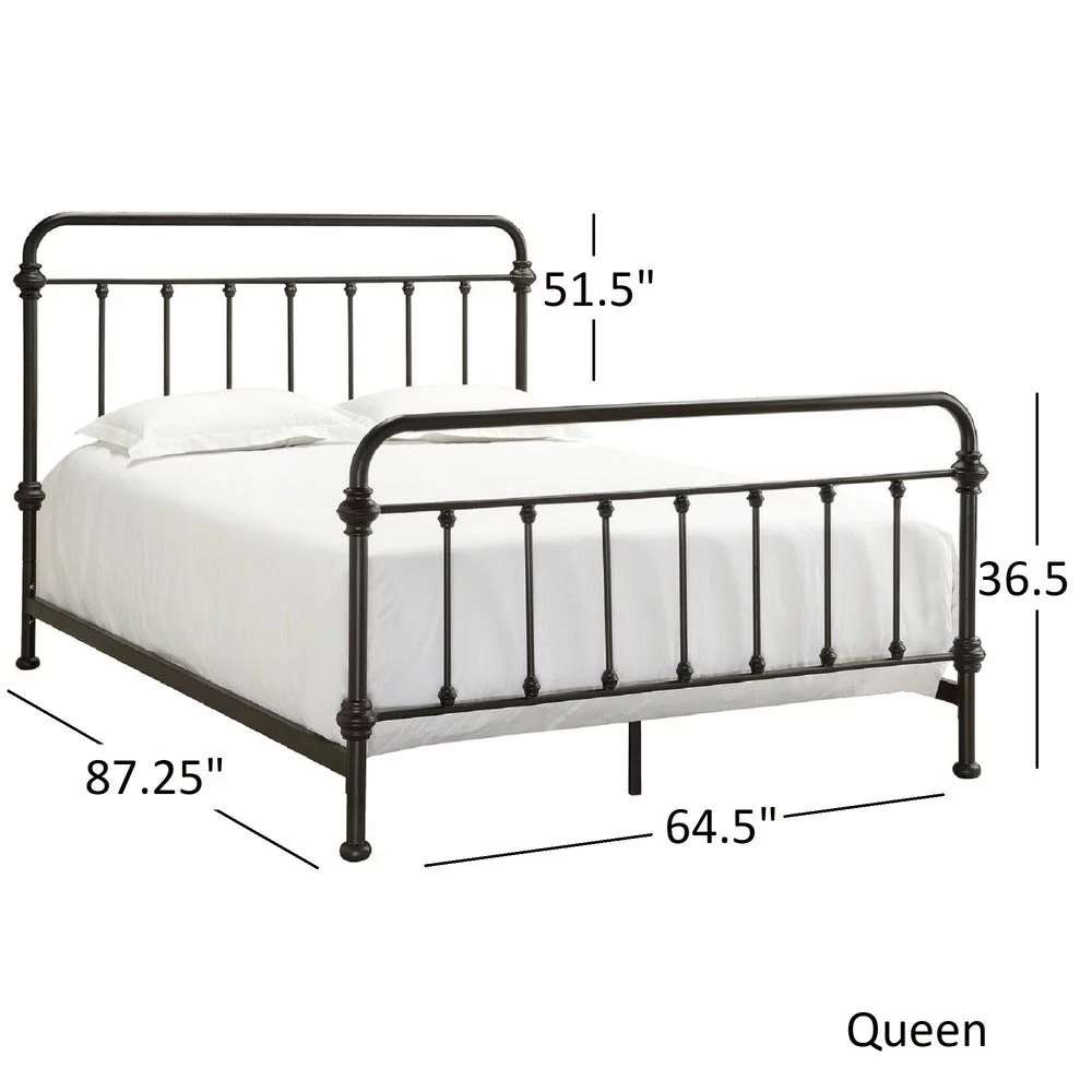 Weston Home Nottingham Metal Queen Bed, Antique Dark Bronze