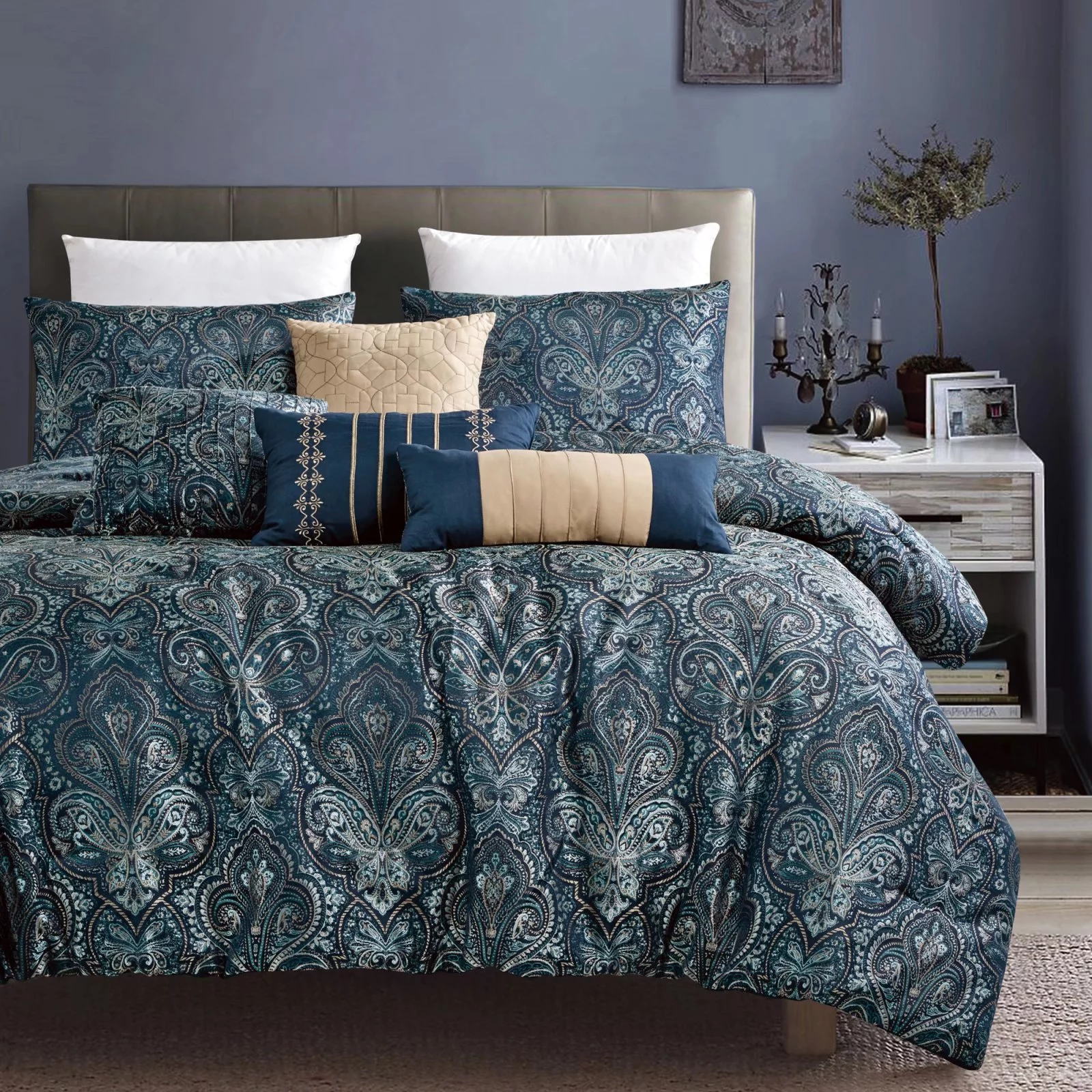 HGMart Bedding Comforter Set Bed In A Bag - 7 Piece Luxury microfiber Bedding Sets - Oversized Bedroom Comforters,Queen