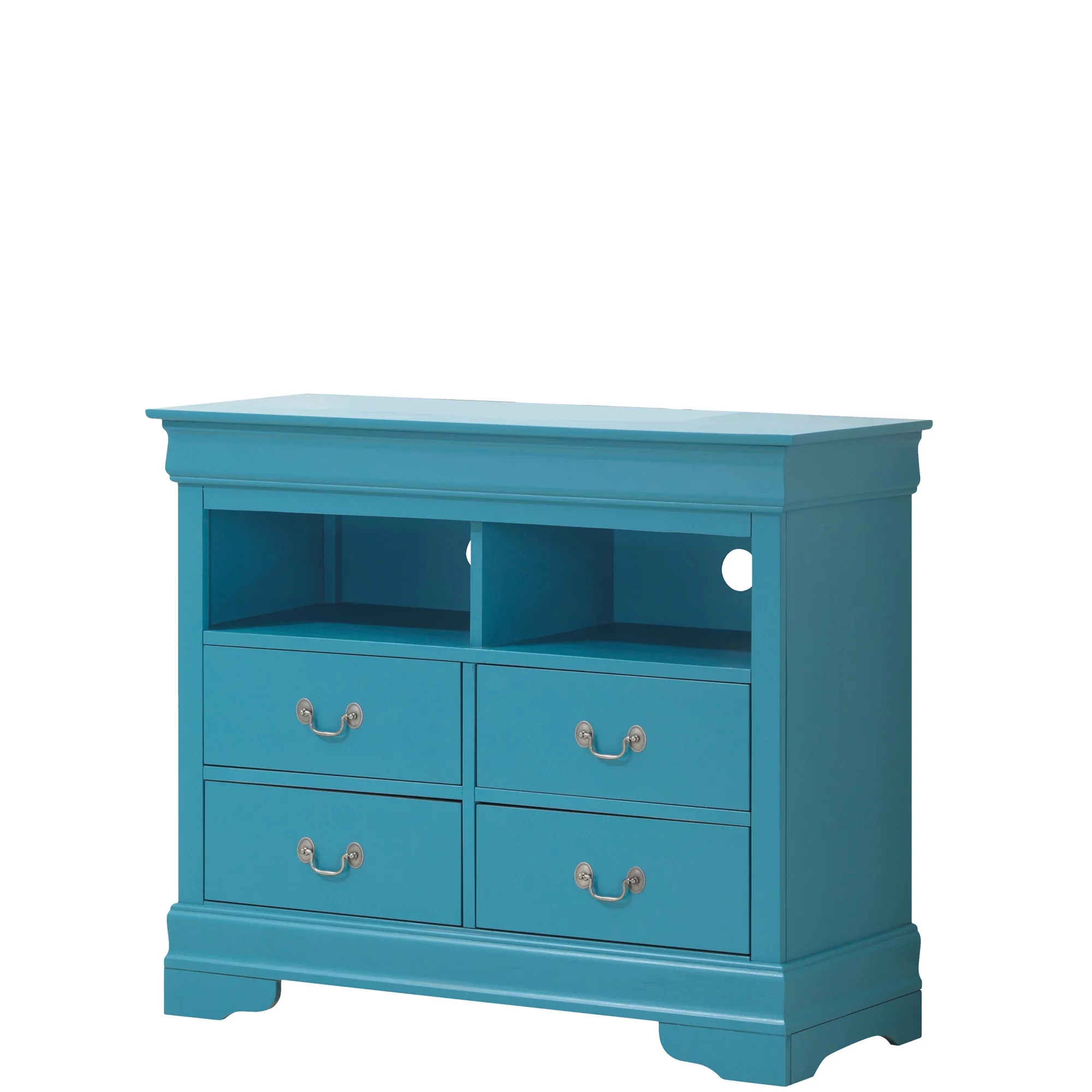 Passion Furniture PF-G3180-TV 42 x 18 x 35 in. Louis Phillipe 4 Drawer Chest, Teal