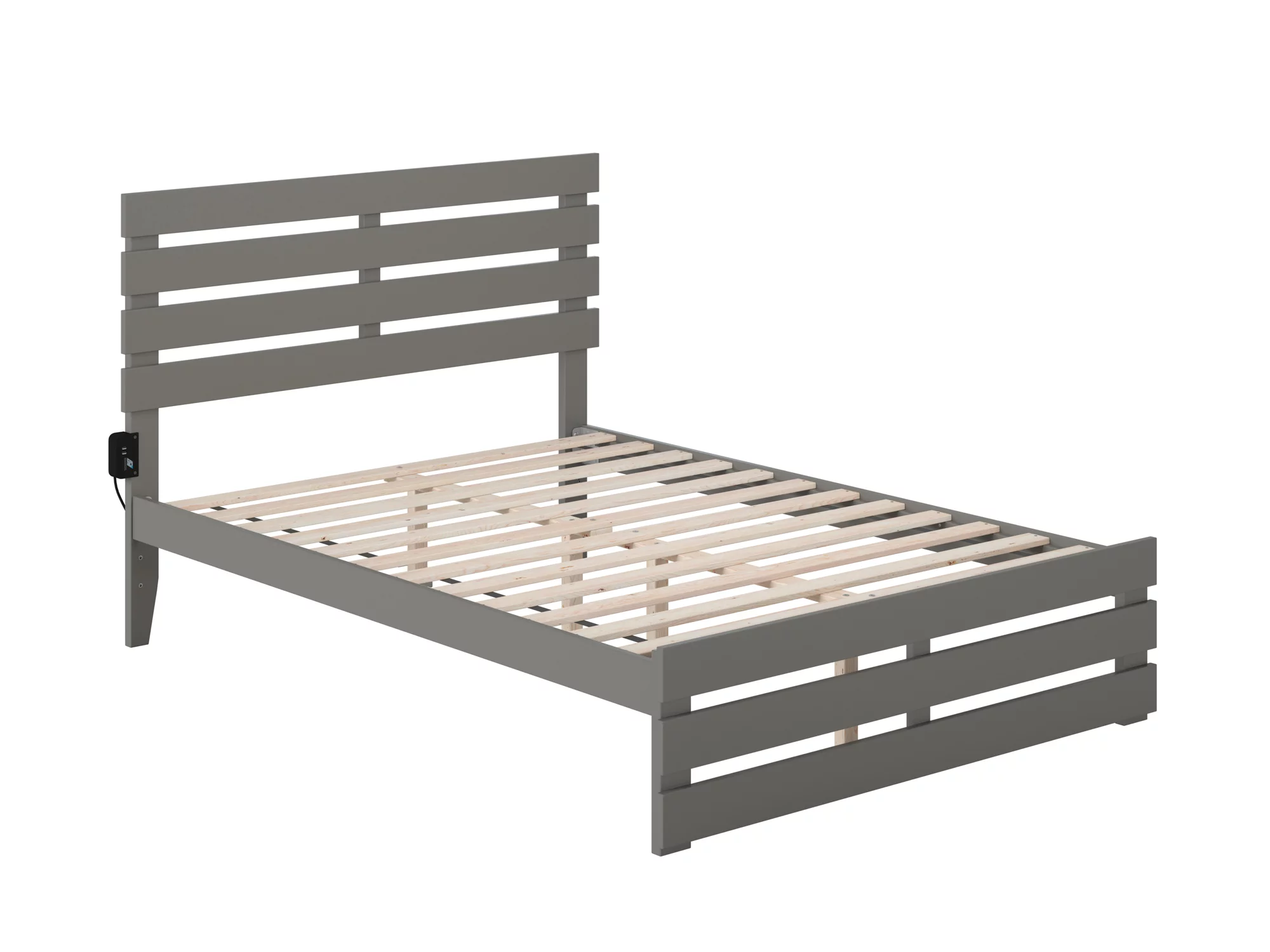 Oxford Full Bed with Footboard in Grey with USB Turbo Charger