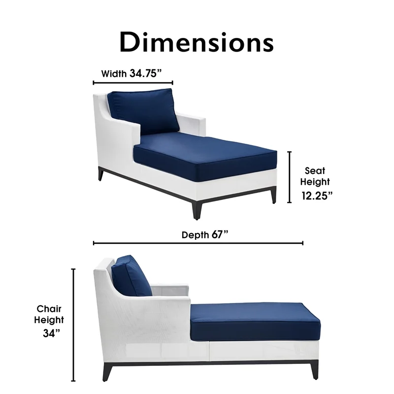 Afuera Living Modern / Contemporary Outdoor Daybed Coastal White and Navy