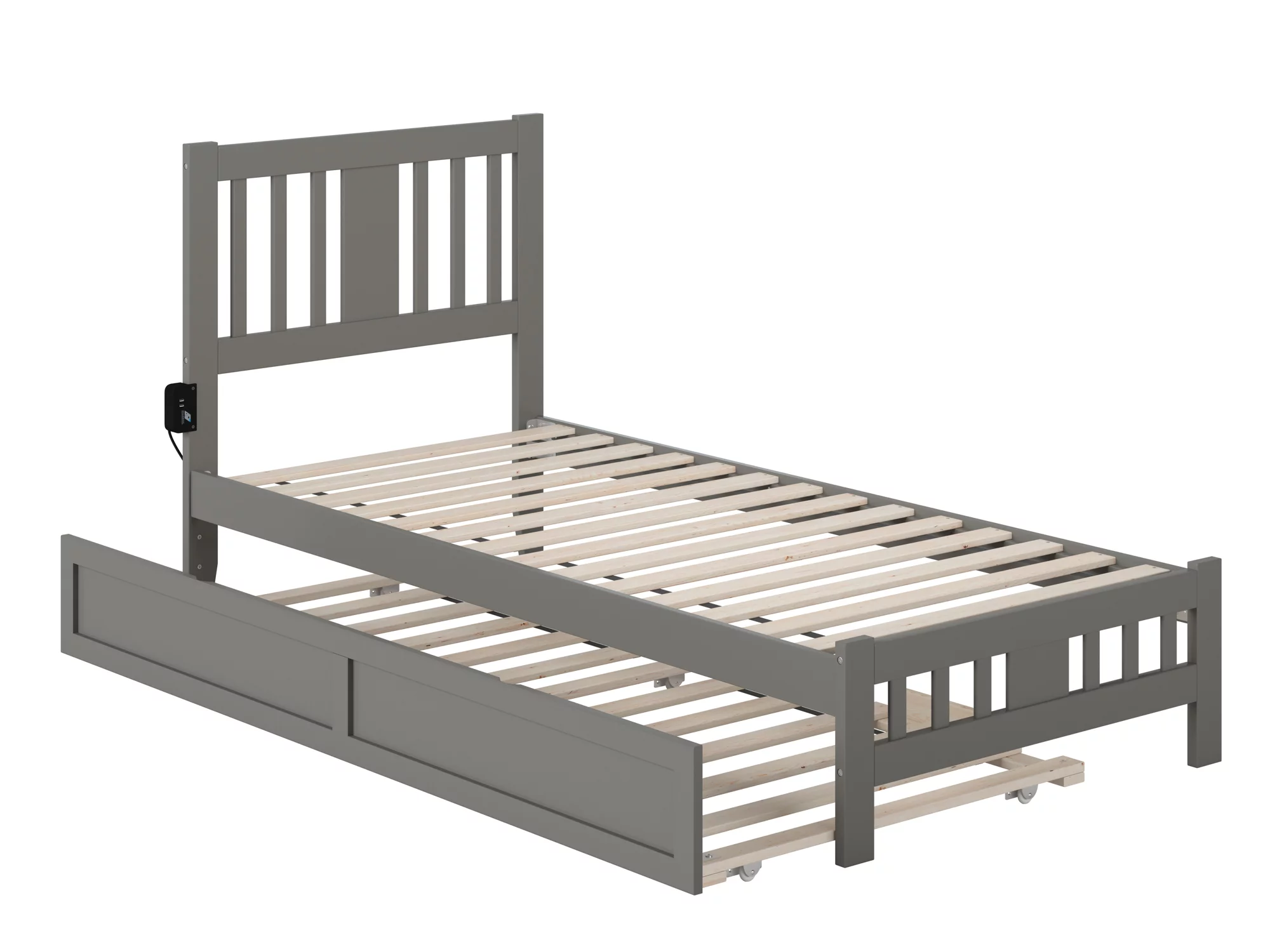 AFI Tahoe Twin XL Wood Platform Bed with Headboard Footboard & Twin XL Trundle, Grey