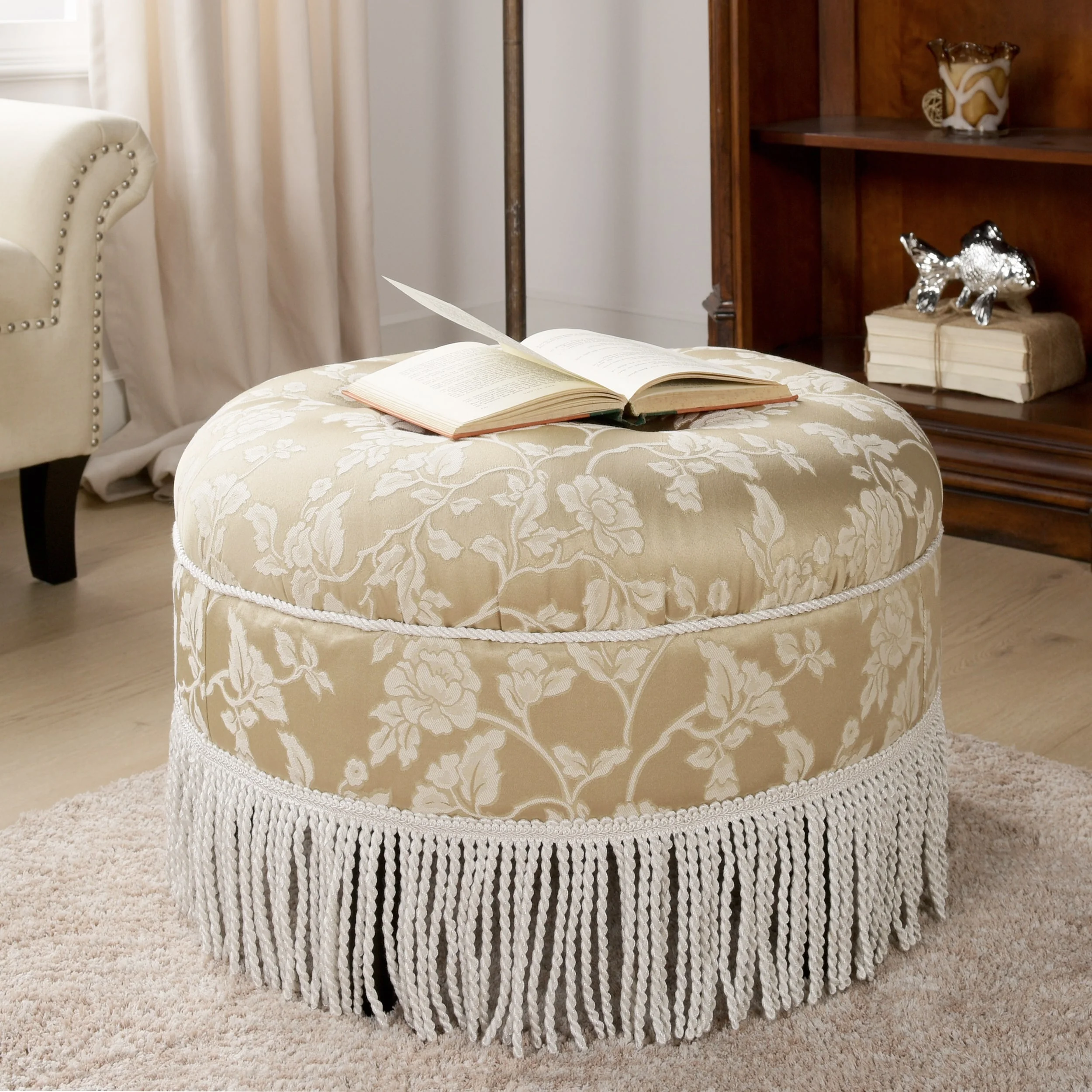 Yolanda Tufted Decorative Round Ottoman Neutral