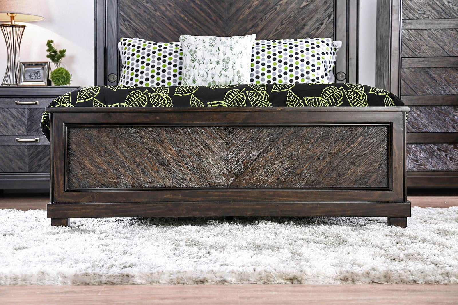 Transitional Espresso Solid Wood King Bed Furniture of America CM7315 Argyros