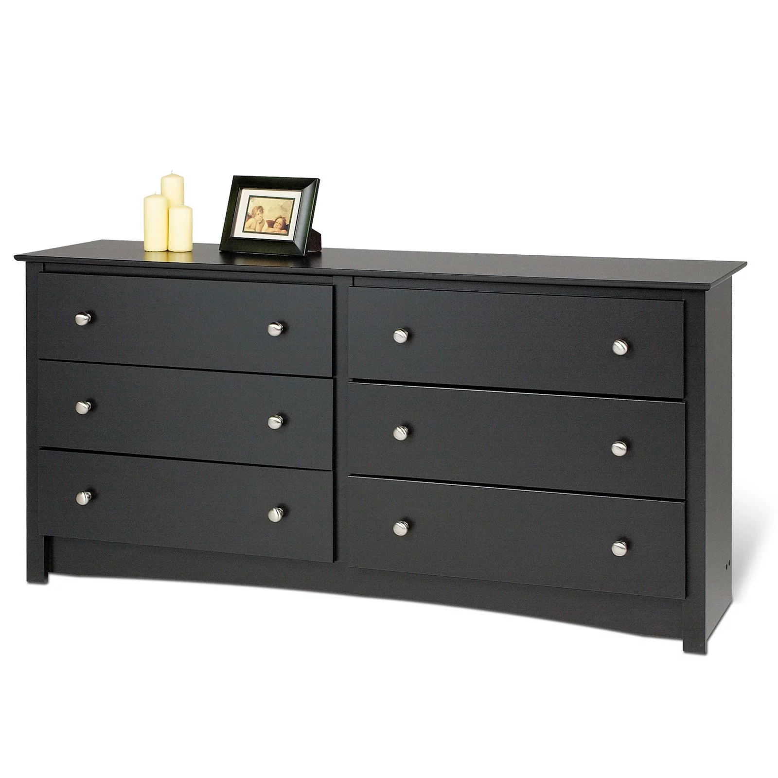 Prepac Sonoma Bedroom Furniture: Black Double Dresser for Bedroom, 6-Drawer Wide Chest of Drawers, Traditional Bedroom Dresser, BDC-6330-V, 59