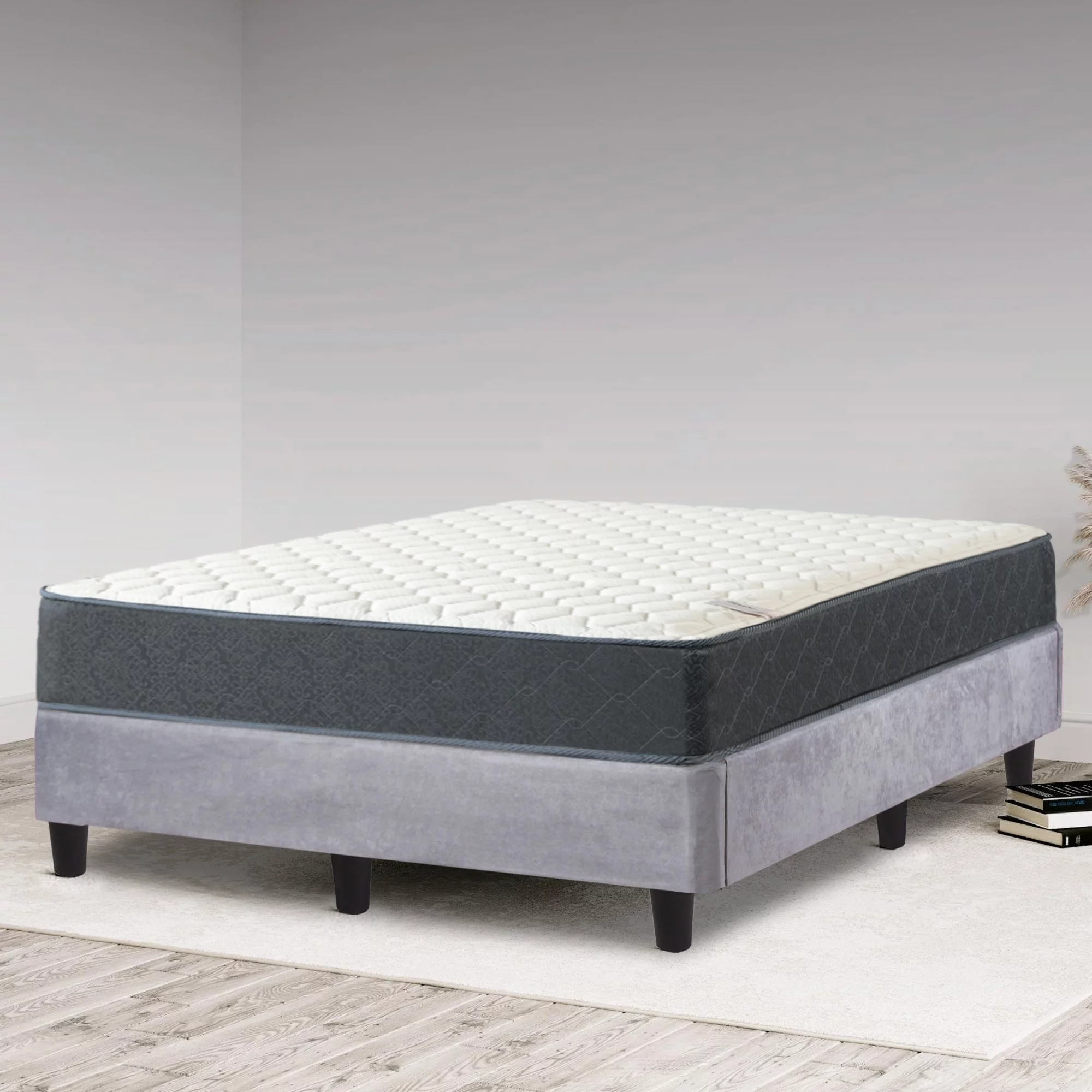 Onetan , Mattress and Platfrom Bed Set, 9-Inch Medium Tight Top Hybrid Mattress and 13