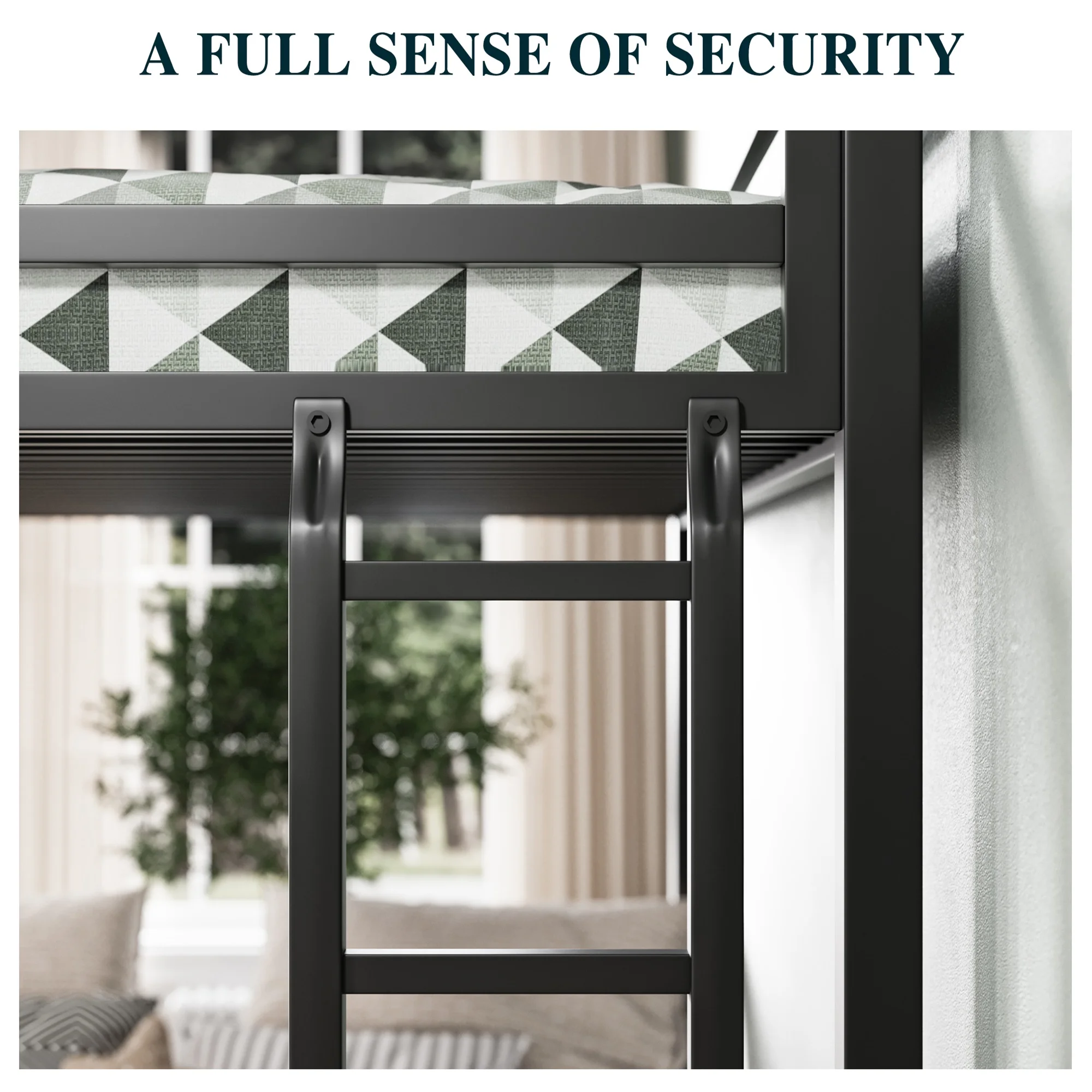 Sha Cerlin Black Twin over Full Size Metal Bunk Bed with Removable Durable Stairs