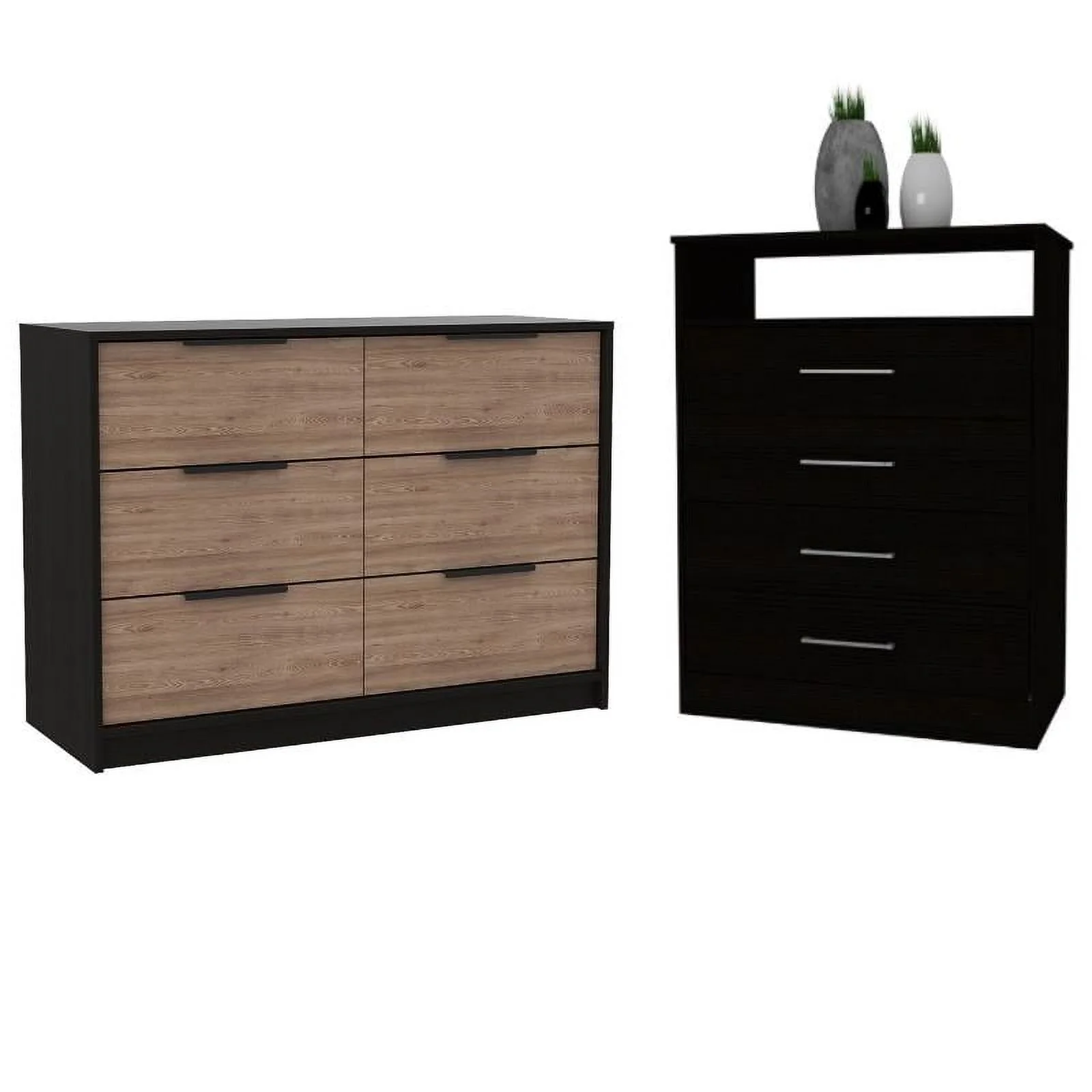 Home Square 2-Piece Set with 4-Drawers Bedroom Dresser & Dresser