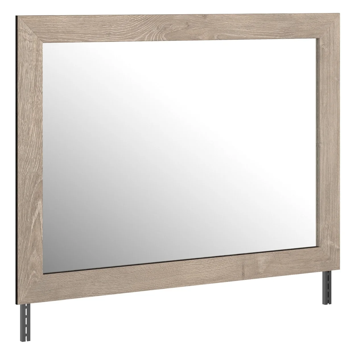 Bedroom Mirror with Grains and Rectangular Encasing Oak Brown- Saltoro Sherpi