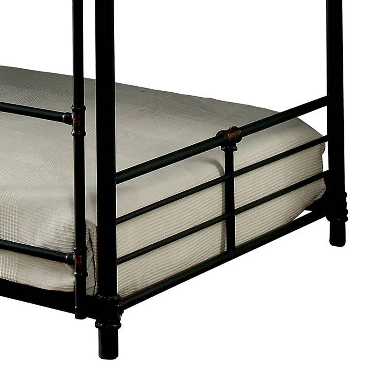 Benjara 3 Tier Industrial Style Twin Size Bunk Bed with 2 Ladders, Black
