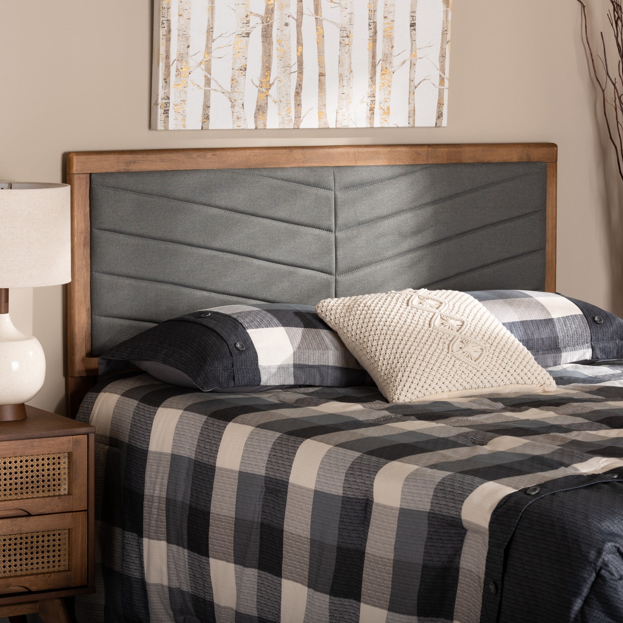 Baxton Studio Iden Modern and Contemporary Wood Headboard-Dark Grey Full