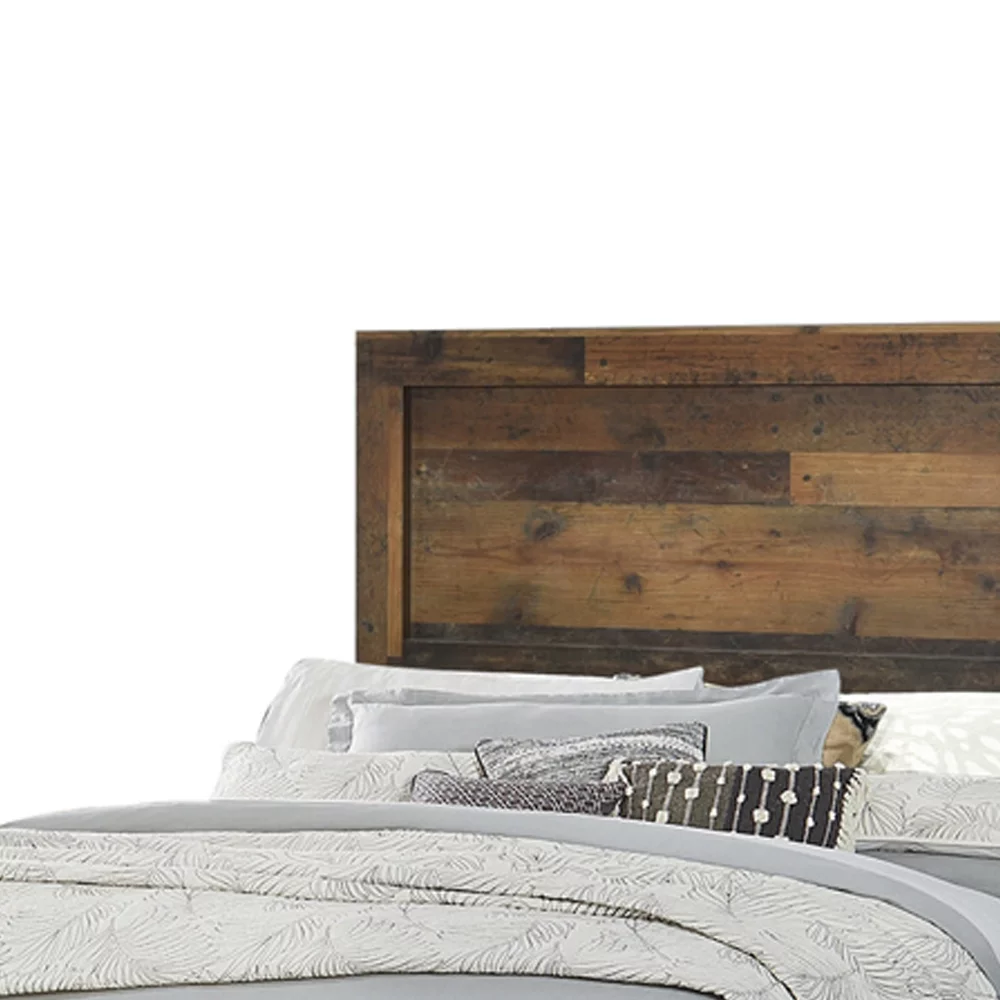 Contemporary Style Twin Size Bed with Rustic Details Dark Brown- Saltoro Sherpi