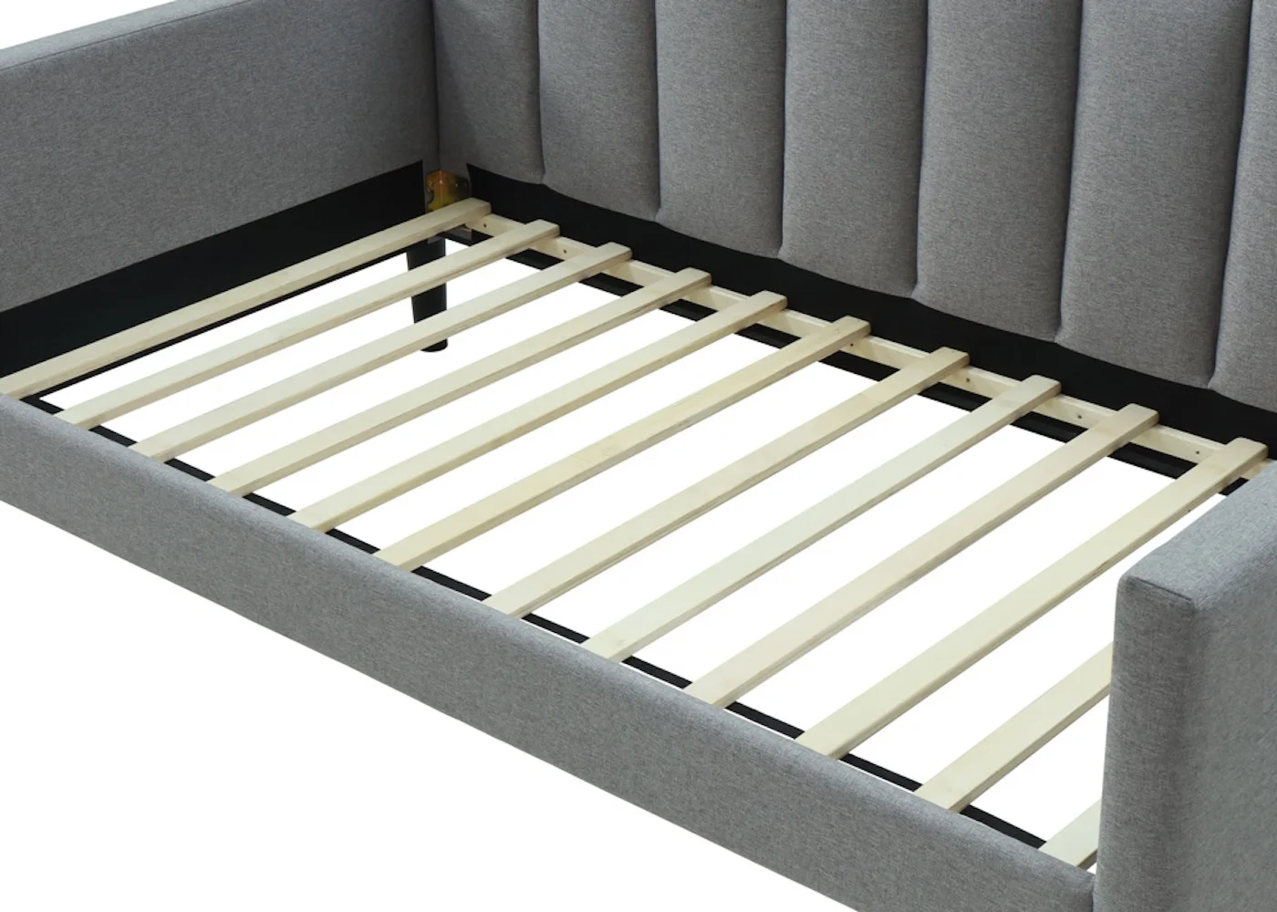 Twin Size Panel Tufted Upholstered Day Bed in Gray Fabric