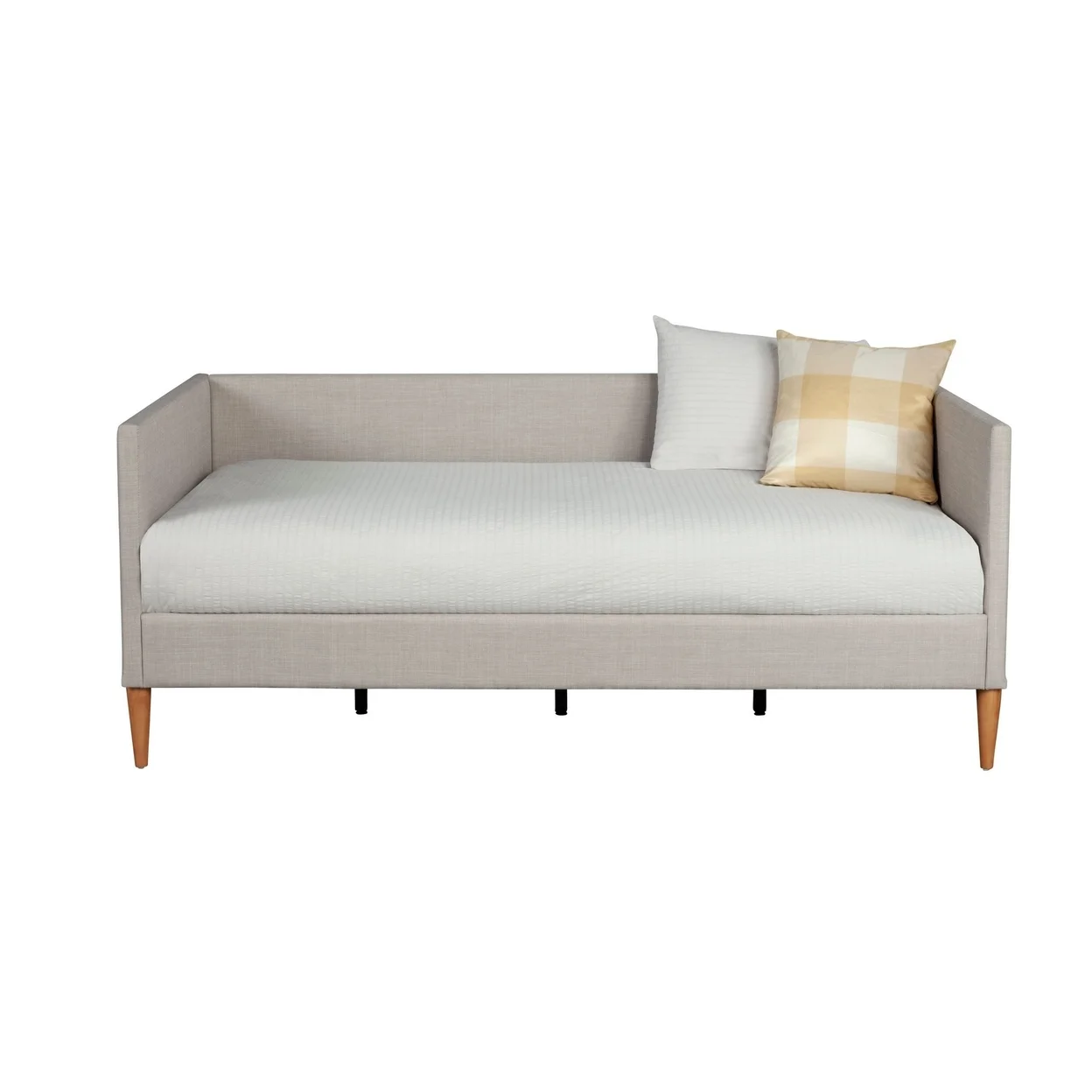 Twin Daybed with Wooden Frame and Fabric Upholstery, Gray- Saltoro Sherpi
