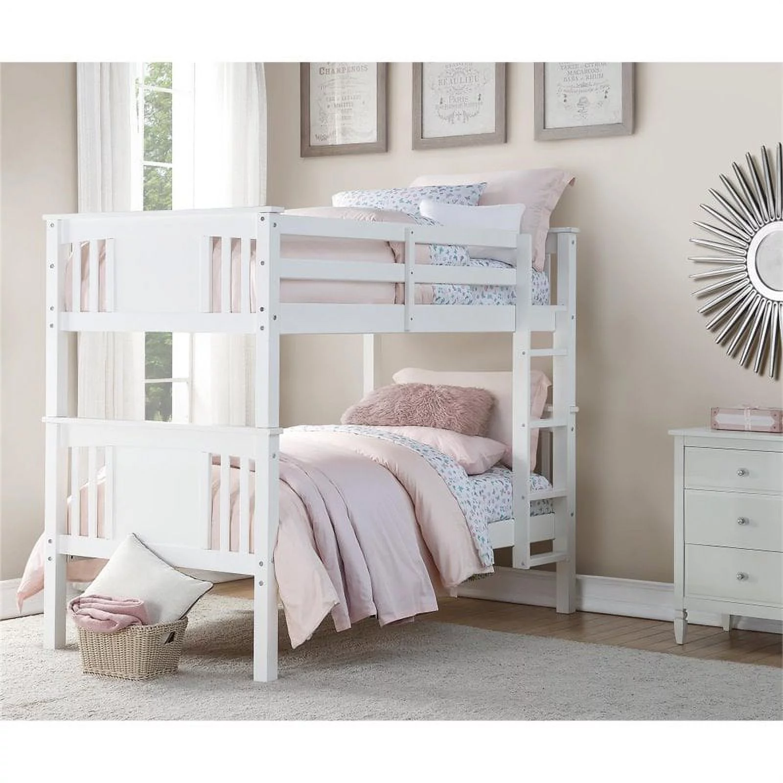 Dorel Living Dylan Twin Bunk Bed in White