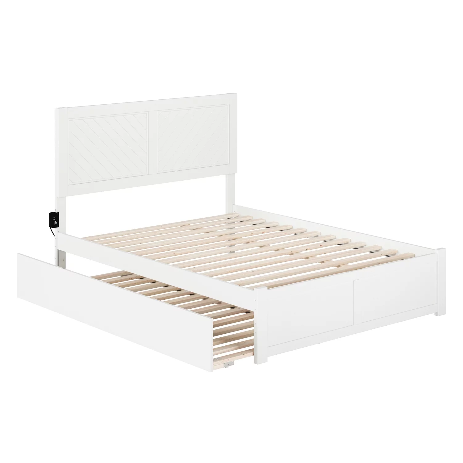 AFI Canyon Solid Wood Full Size Platform Bed with Full Trundle in White