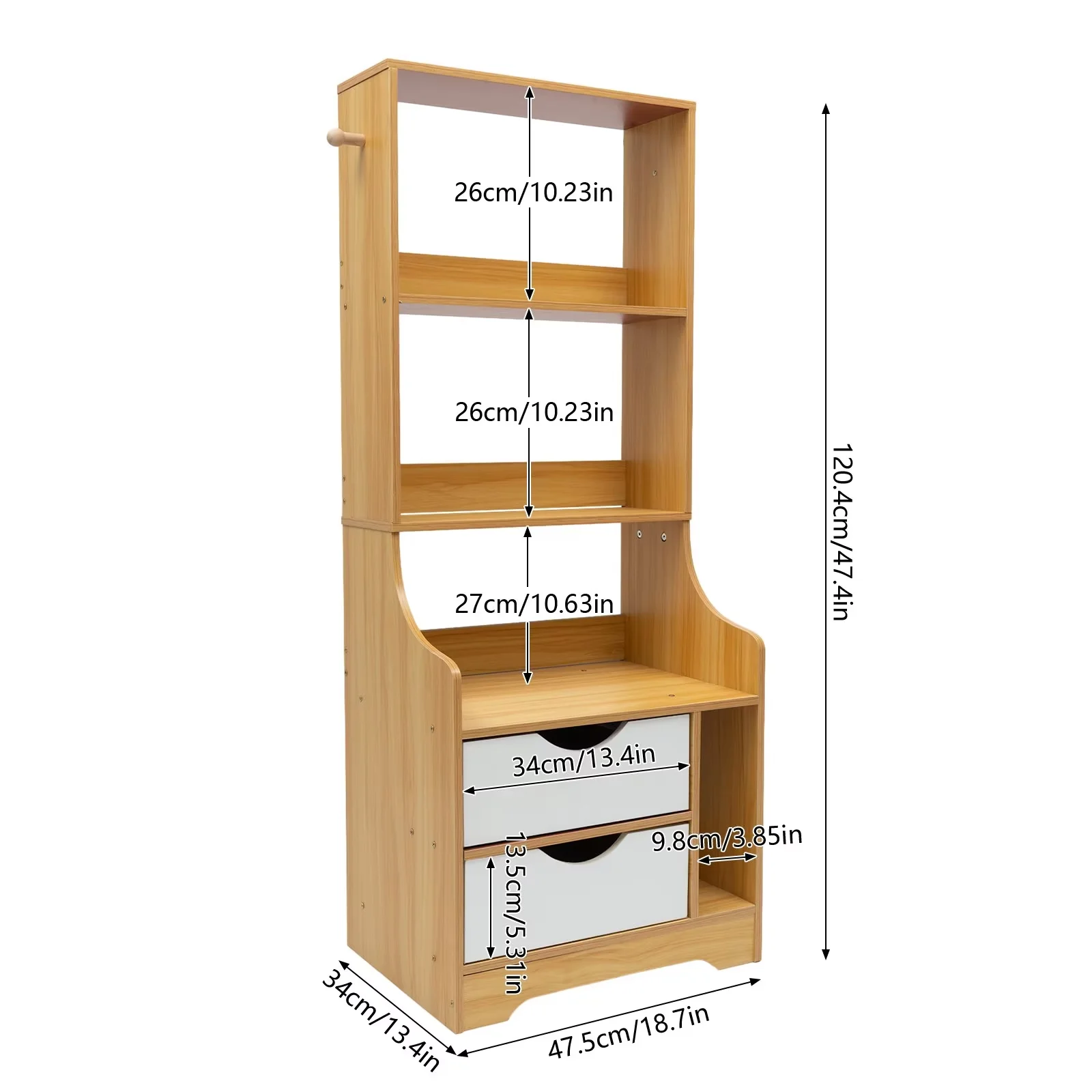 TFCFL 2 Drawers Nightstand Tall Bedside Table Neat Organizer W/ Storage Shelf Bedrooms