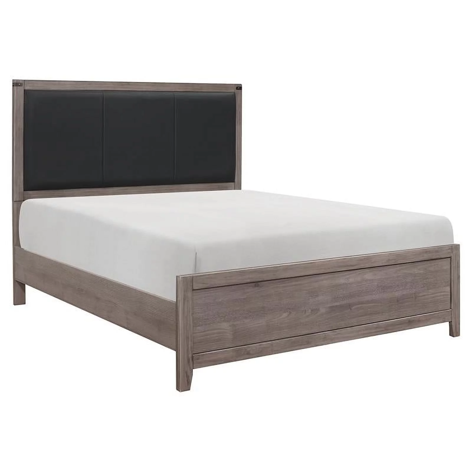 Lexicon Woodrow Contemporary Upholstery Headboard Wood Queen Bed in Gray/Black