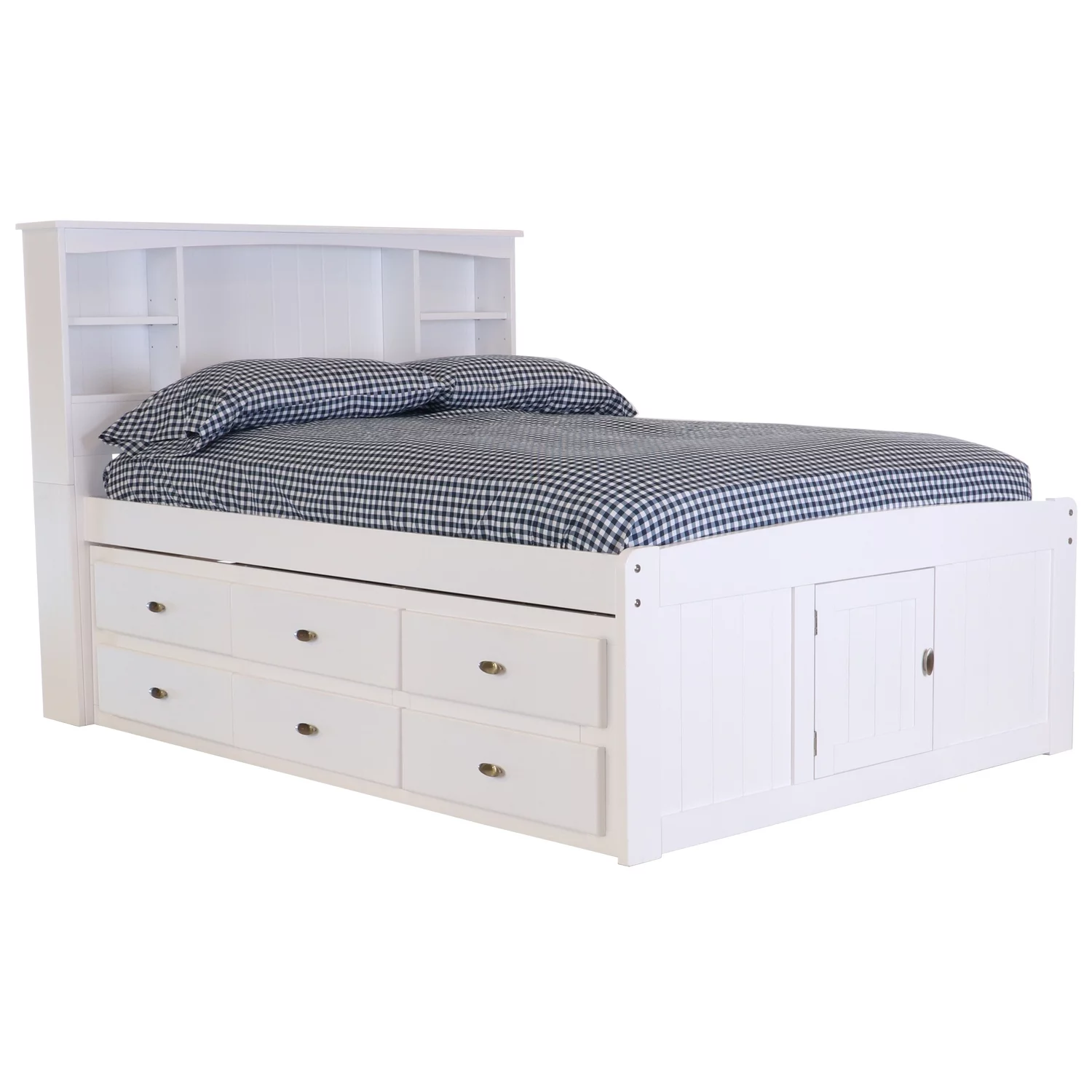 OS Home and Office Furniture 80221K12-22 Solid Pine Bookcase Bed in Casual White