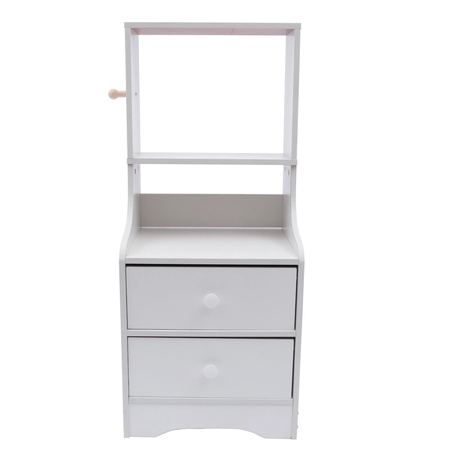 2 Drawer Bedside Table Cupboard Cabinet Bedroom Nightstand Storage Display Stand Bedside Table with Side Hook 2in1 Tall Bed End Table 2 Drawers Shelves Storage Bedroom Nightstand