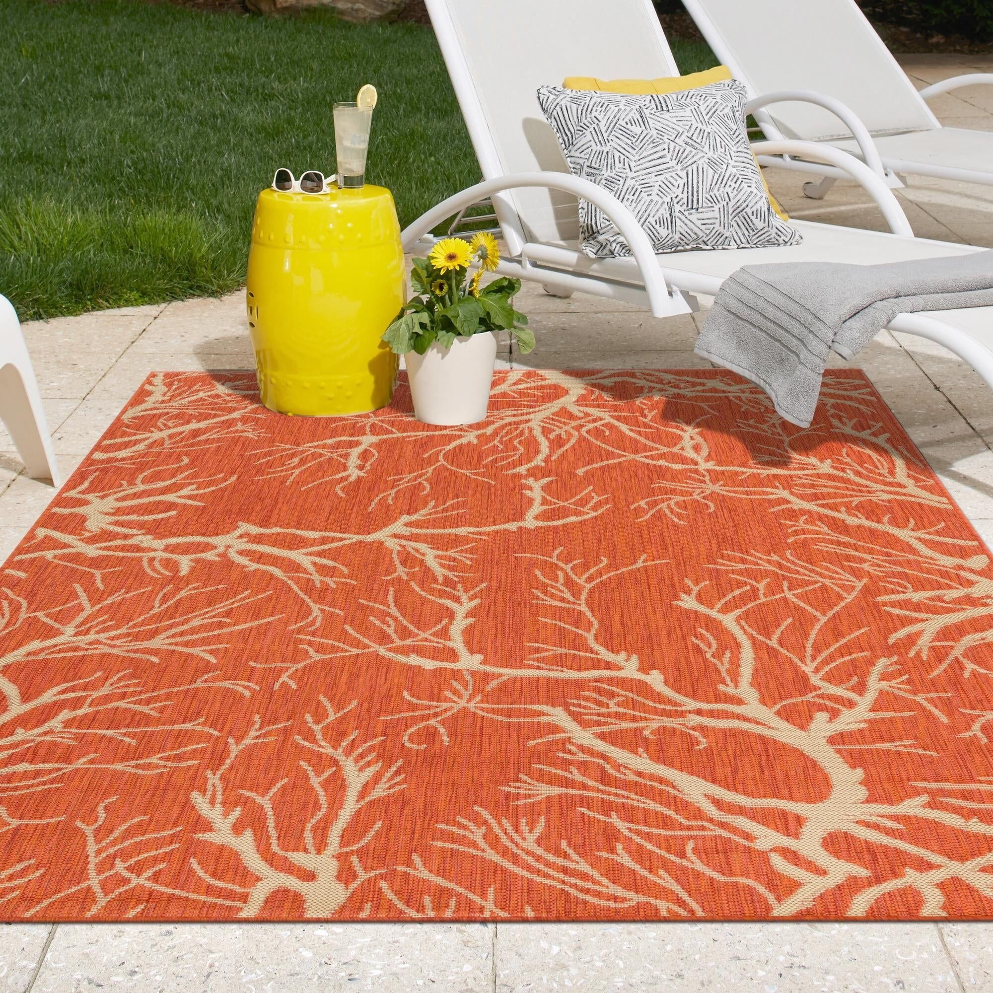 Outdoor Turgh Collection Area Rug Terracotta - 9'x12'