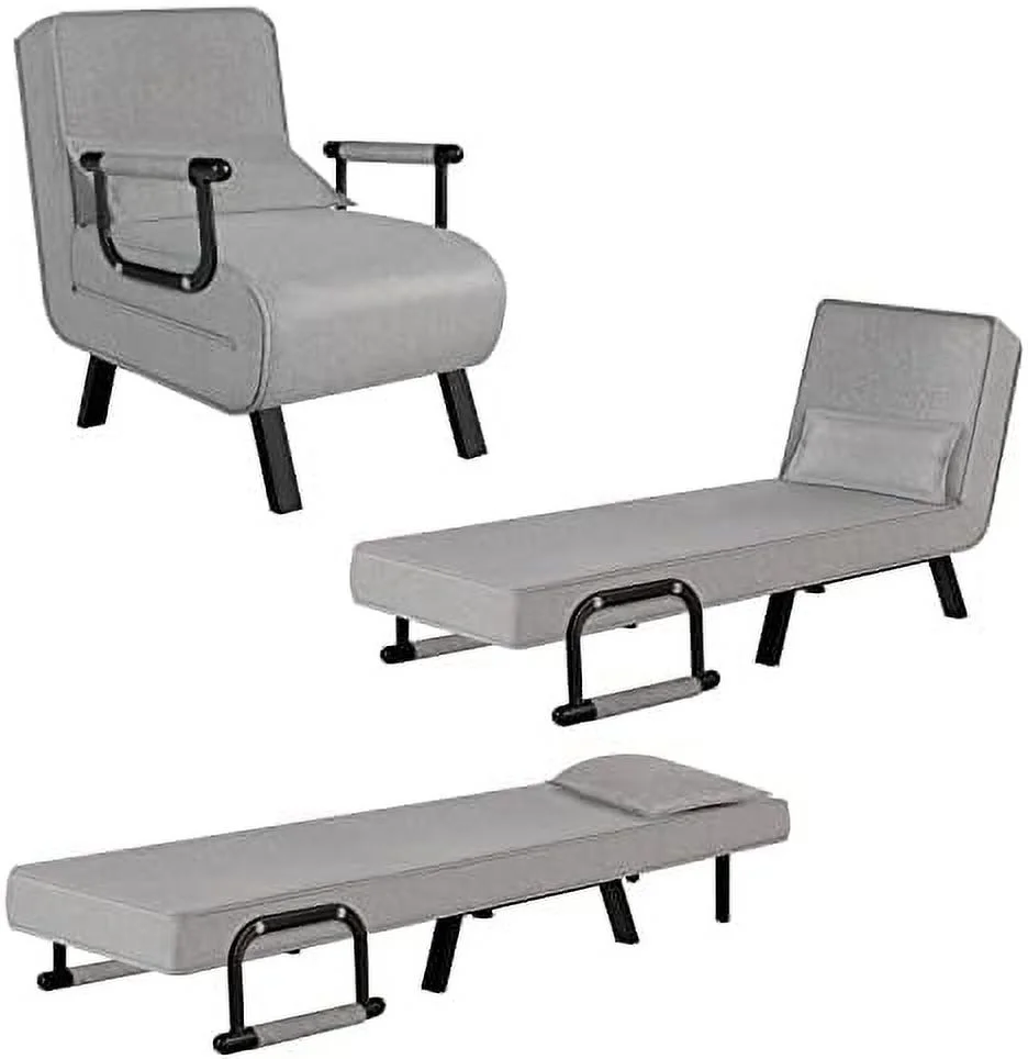 GEROBOOM Sleeper Chair Bed  23" Convertible Sofa Bed  4 in 1 Folding Bed with 5-Position Adjustable Backrest & Pillow  Lazy Chaise Lounge Couch  Small Futon Chair Couch for Small