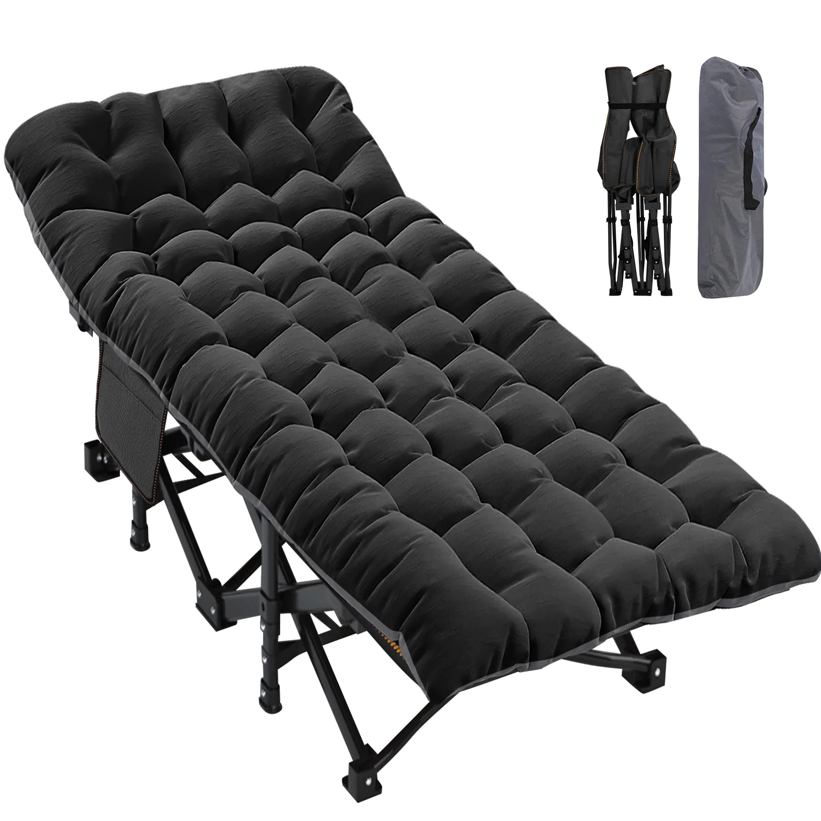 ABORON Oversized XL Folding Sleeping Cots for Adults, 900lb Loading Double-Layer 1200D, Heavy Duty Guest Bed W/Mattress & Carrying Bag