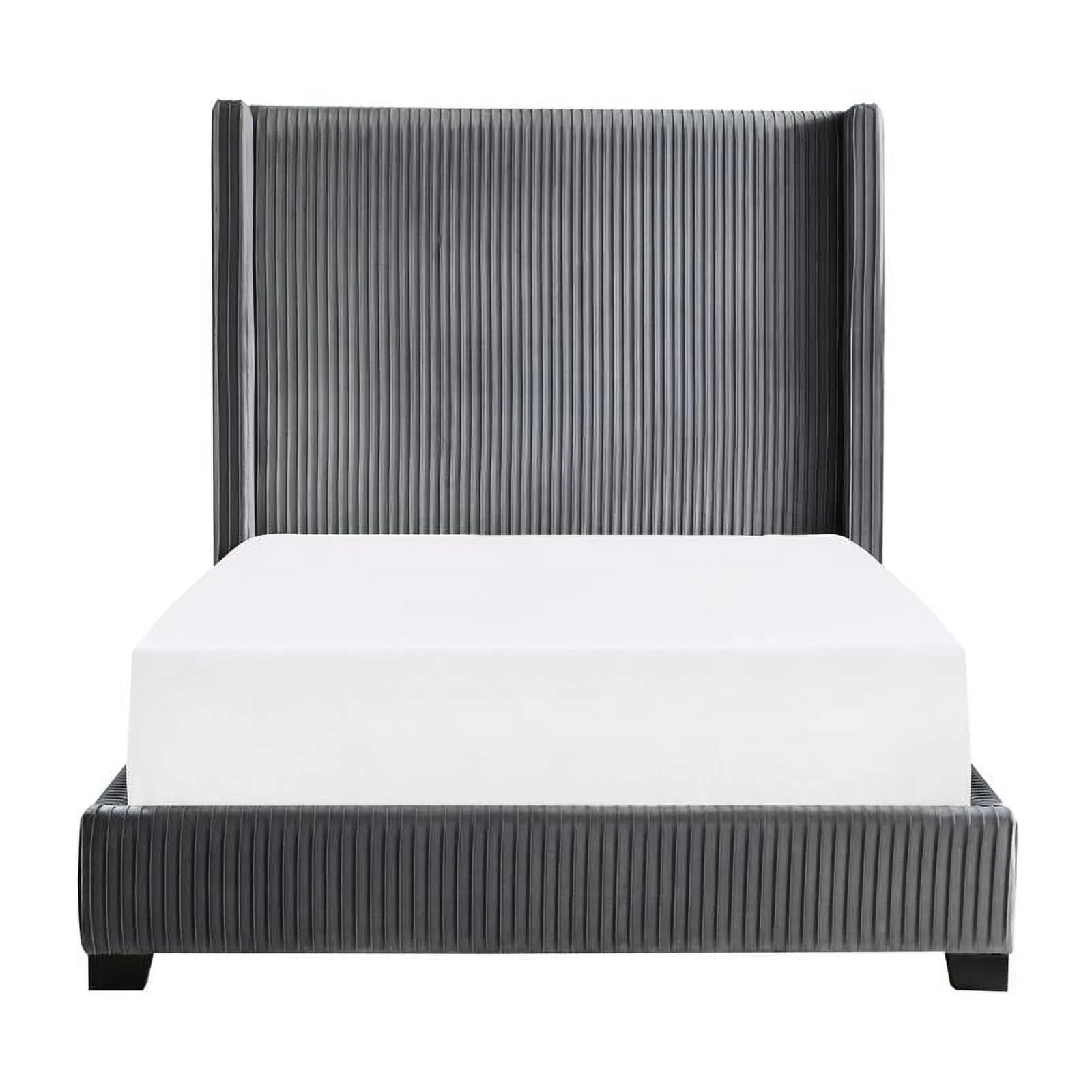 Lexicon Glenbury Velvet California King Upholstered Bed in Pleated Dark Gray