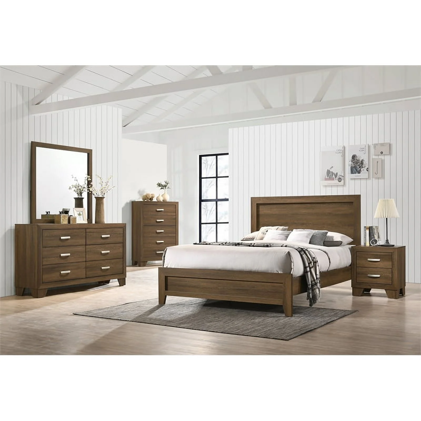 Pemberly Row Modern Composite Wood 6-Drawer Bedroom Dresser in Oak