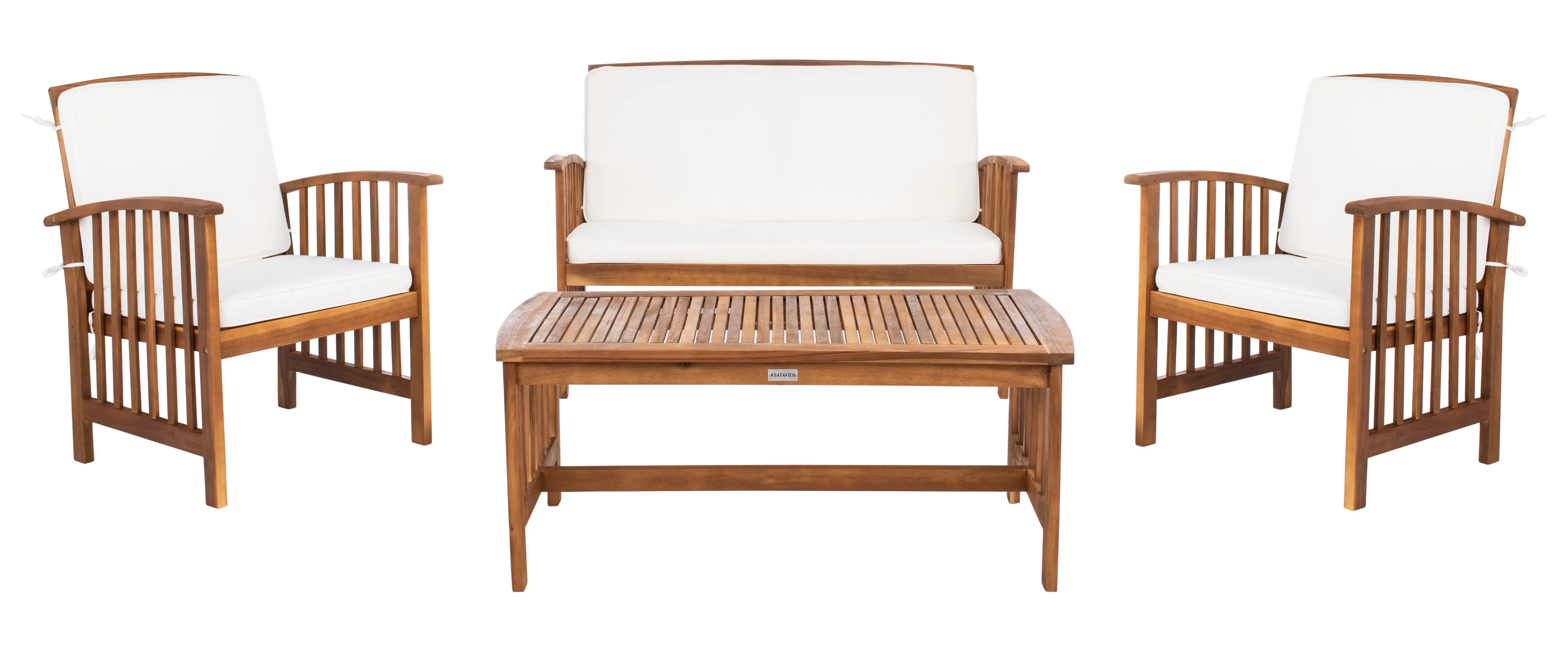 SAFAVIEH Outdoor Collection Rocklin 4-Piece Patio Set Natural/Beige