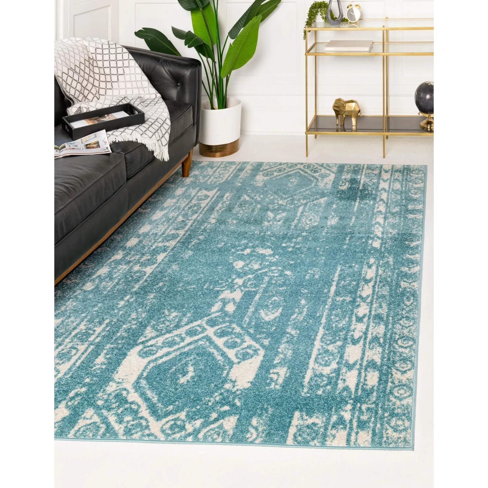 Contemporary Sling Collection Area Rug 2'x5' - Turquoise