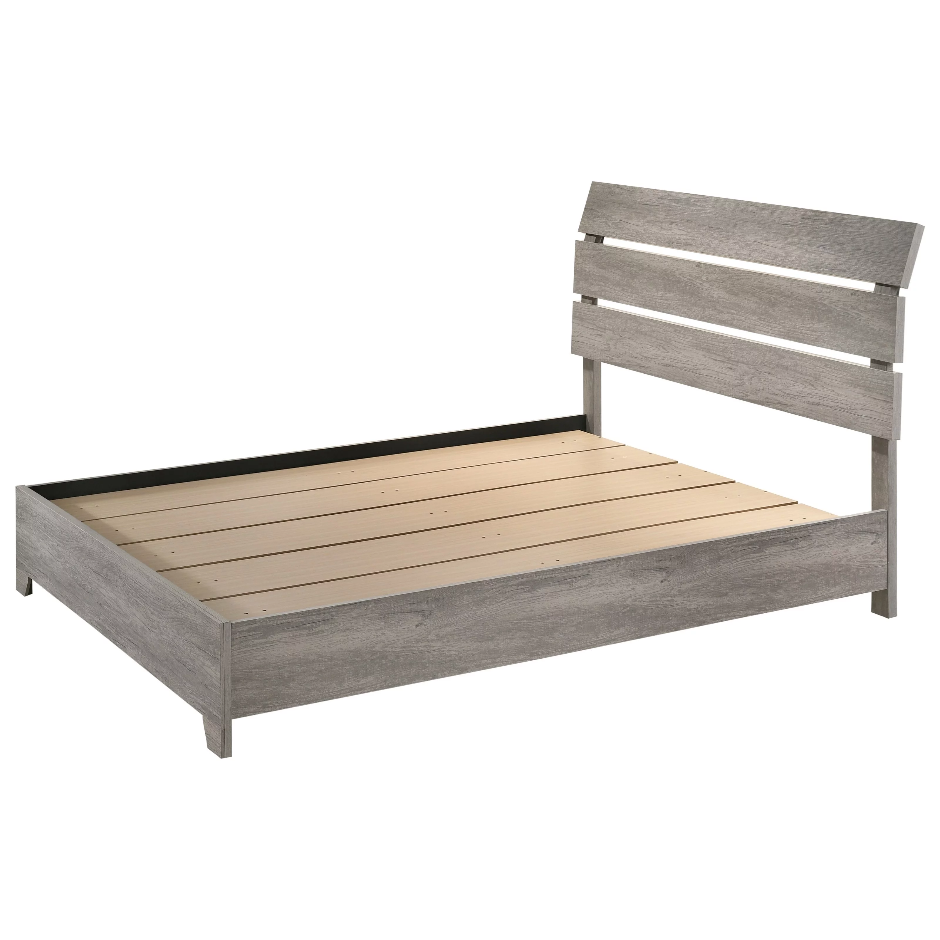 Contemporary Vintage Look King Size 1Pc Panel Bed Headboard Footboard Bedroom Wooden Furniture