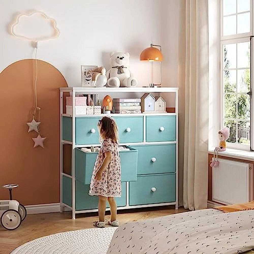 NLIBOOMLife Dresser TV Stand for Bedroom Dresser for Bedroom with 7 Fabric Drawers  TV Entertainment Center with   Grey Dressers for Bedroom with Open   Drawer Dresser for Closet