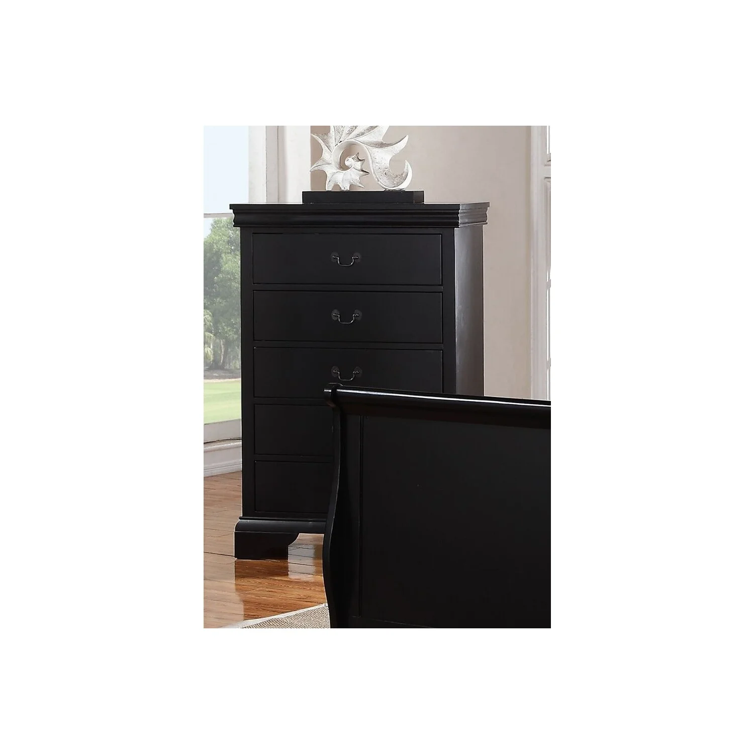 BenJara Decorously Functional Pine Wood, Plywood & Birch Veneer Chest, Cherry-Color:Black