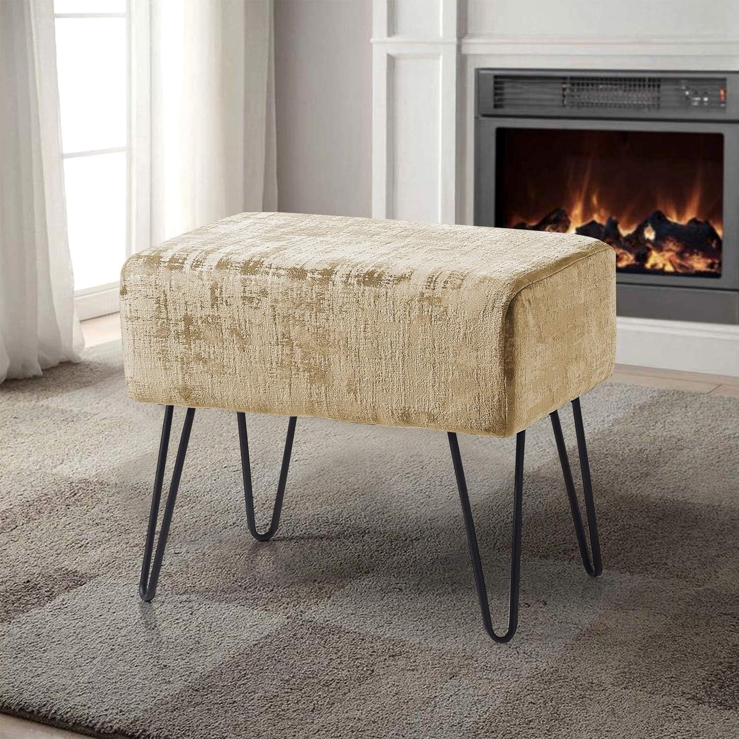 Textured Velvet Ottoman, 19