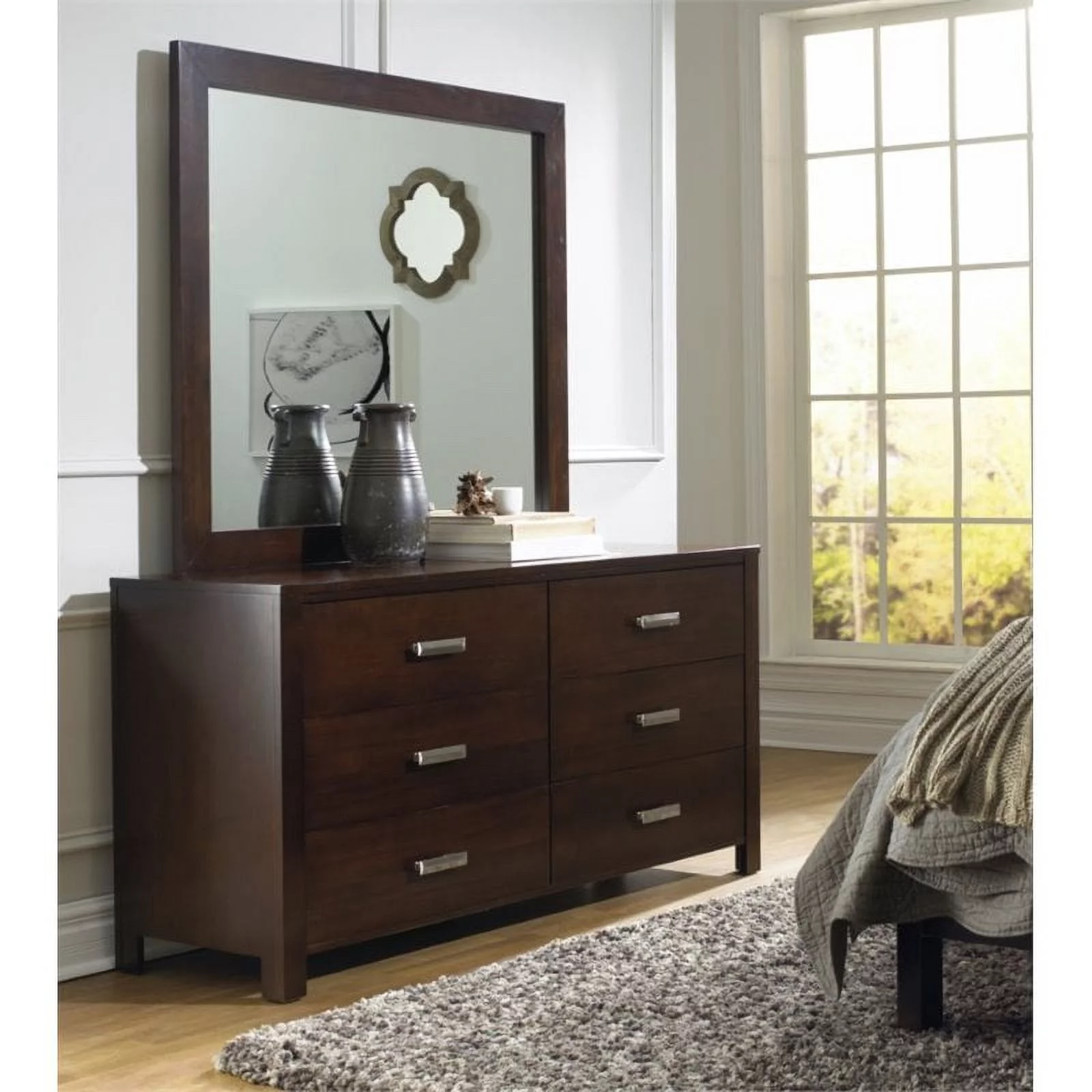 Bowery Hill 6 Drawer Dresser in Chocolate Brown