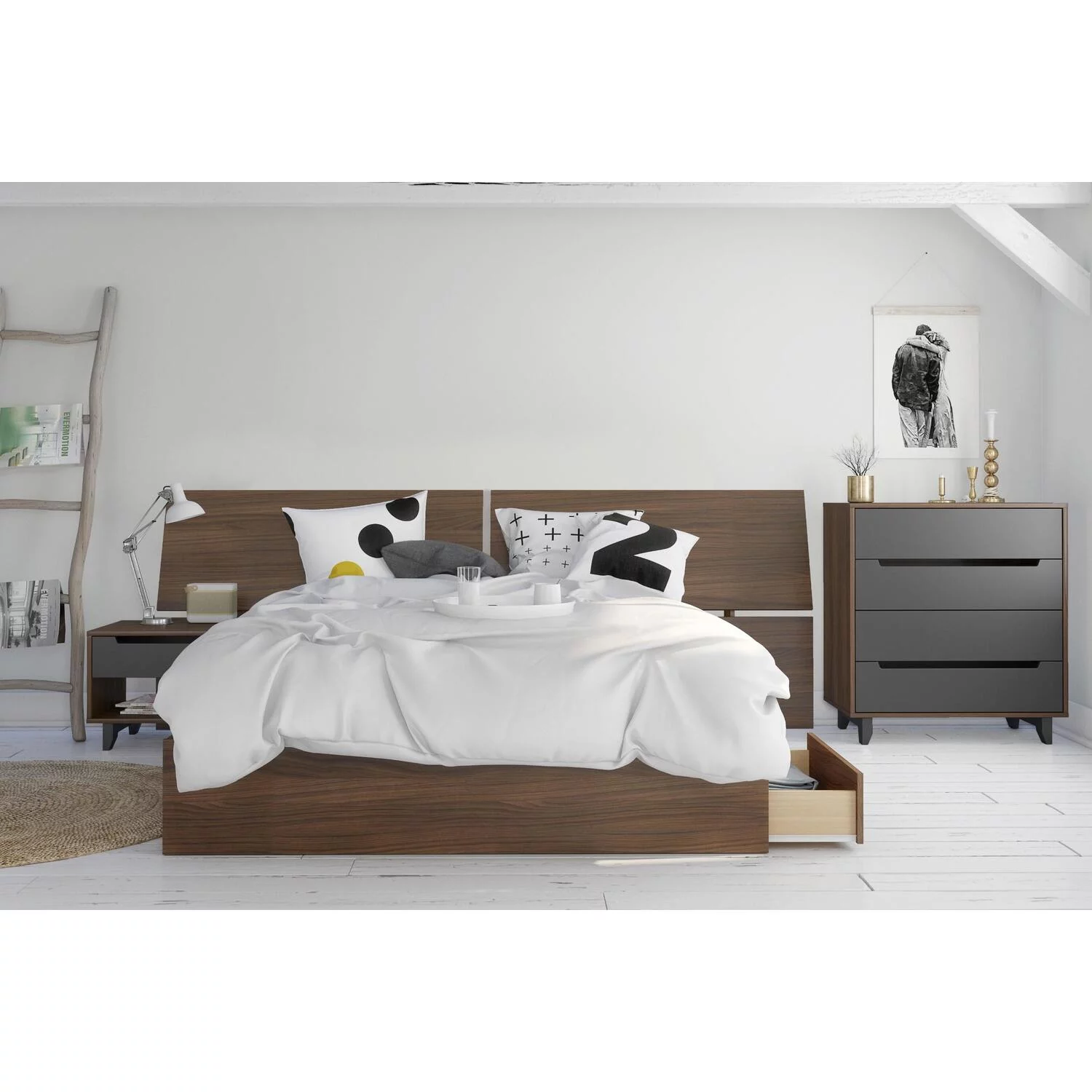 Nexera 345931 Queen Size Panoramic Headboard Walnut