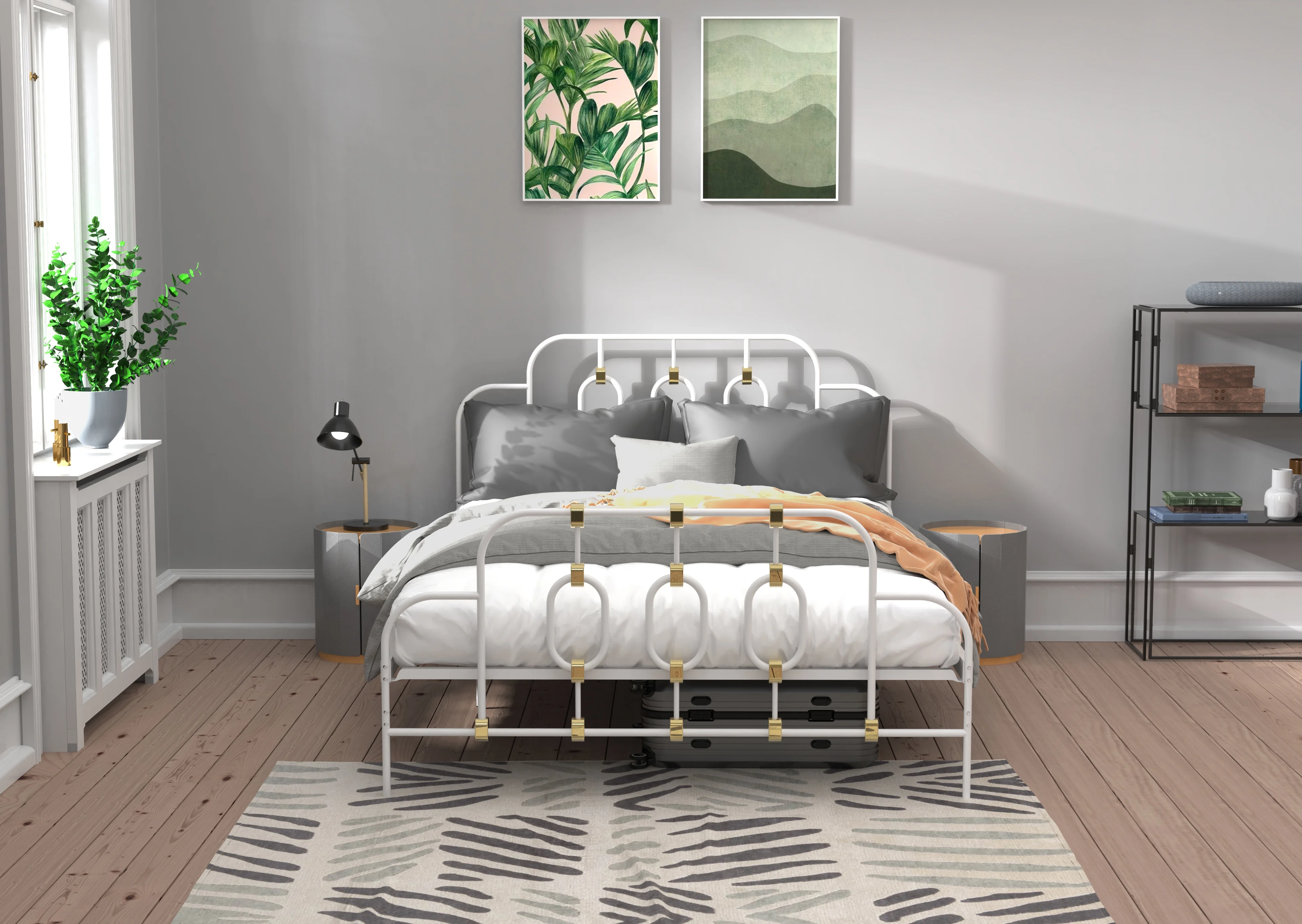 Ufurpie Classic Full Size Metal Platform Bed Frame with Heaboard and Footboard,Strong Steel Slats Support,No Box Spring Needed,Easy Assembly,White